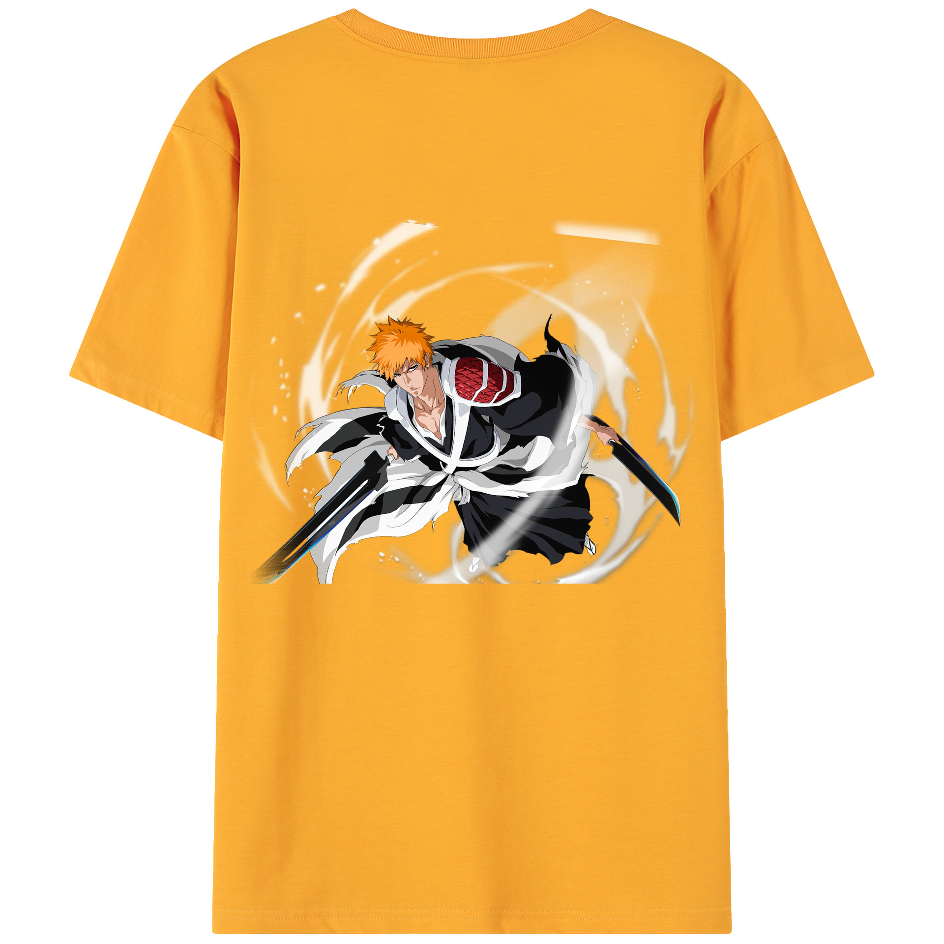 （画像用） ブリーチ 黒崎一護（くろさき いちご）BLEACH Kurosaki Ichigo 綿100％ メンズ半袖Tシャツ（バックプリント） 通気性