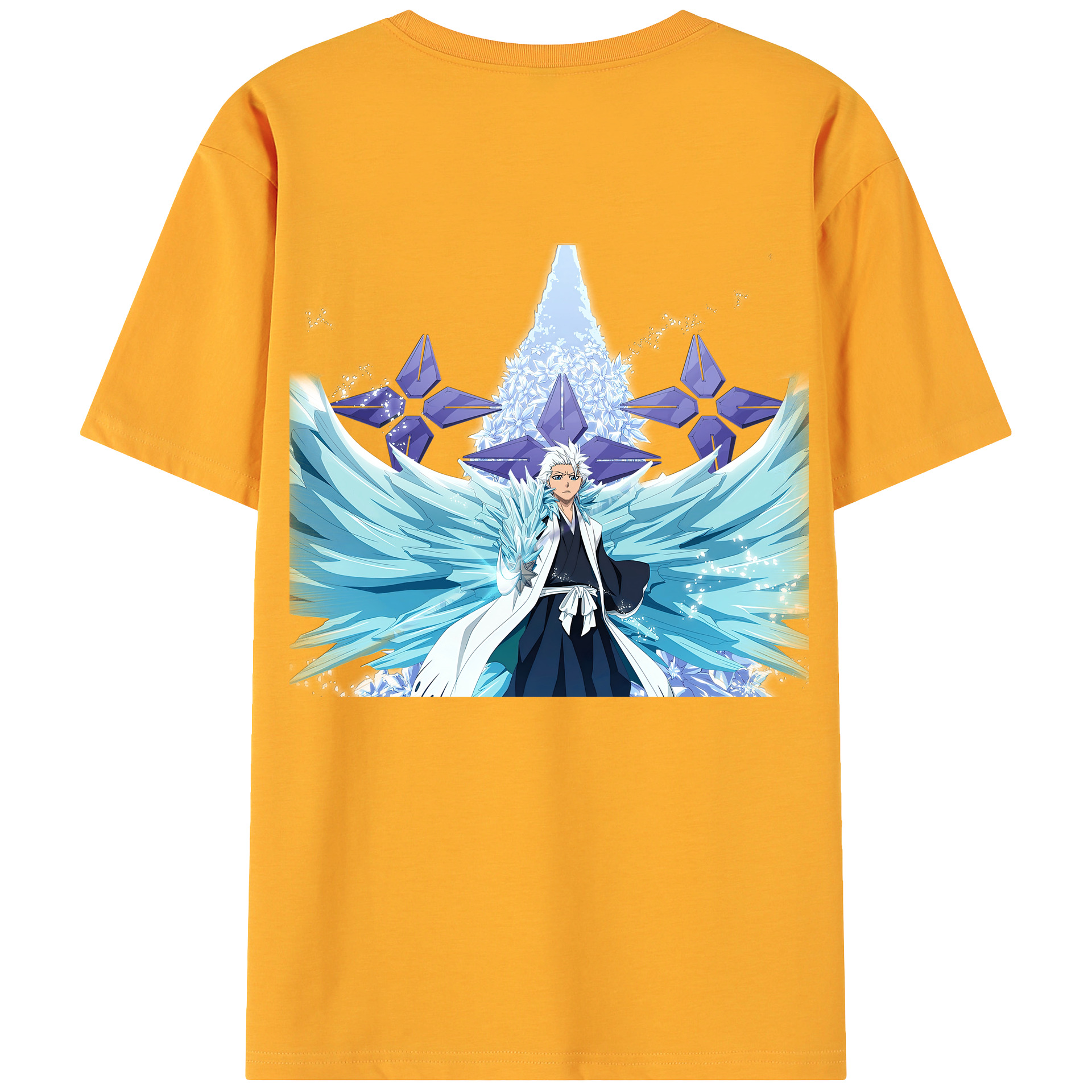 （画像用） ブリーチ 日番谷冬獅郎（ひつがや とうしろう） BLEACH Hitsugaya Toushirou 綿100％ メンズ半袖Tシャツ（バックプリント） 通気性