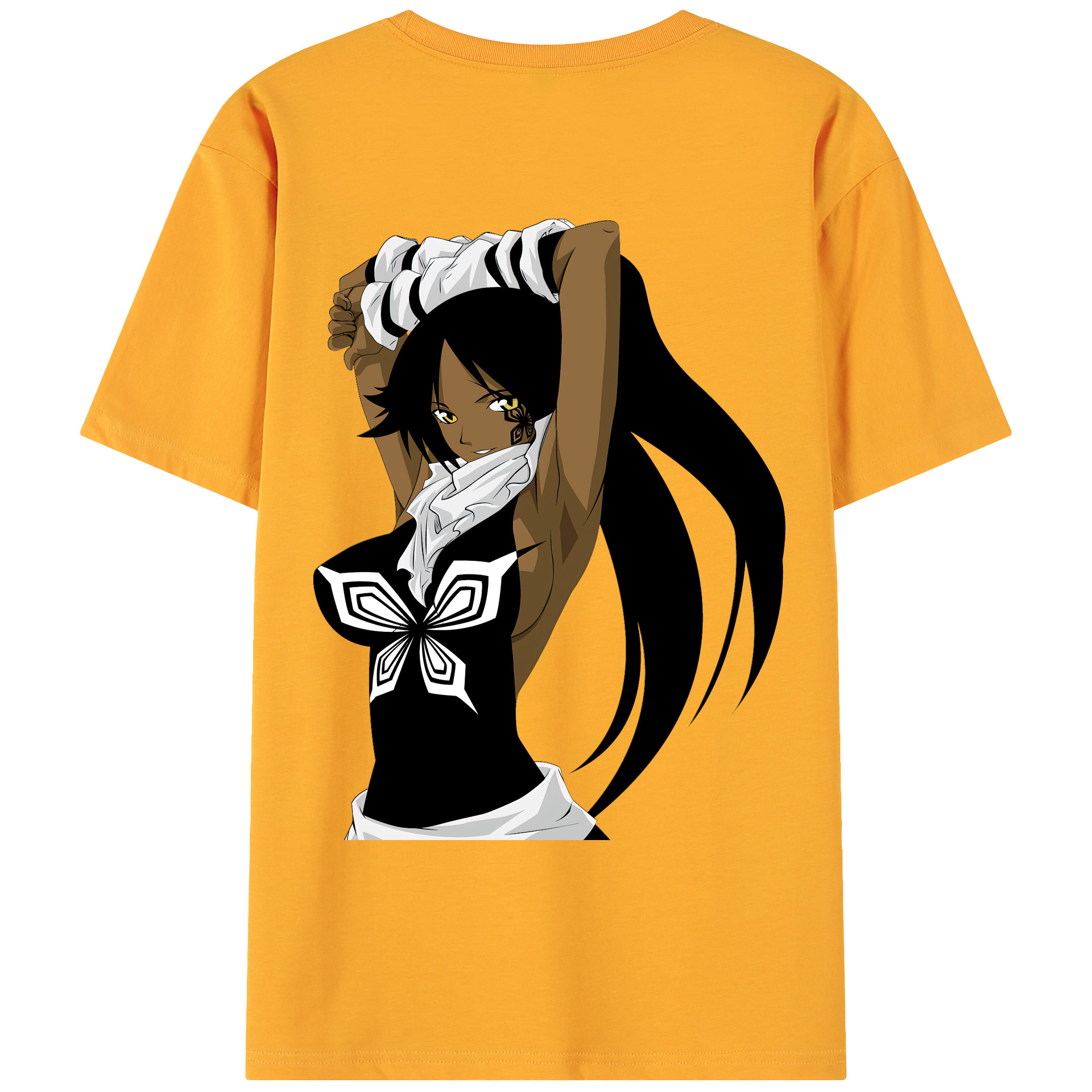 （画像用） ブリーチ 四楓院 夜一（しほういん よるいち） BLEACH Shihouin Yoruichi 綿100％ メンズ半袖Tシャツ（バックプリント） 通気性