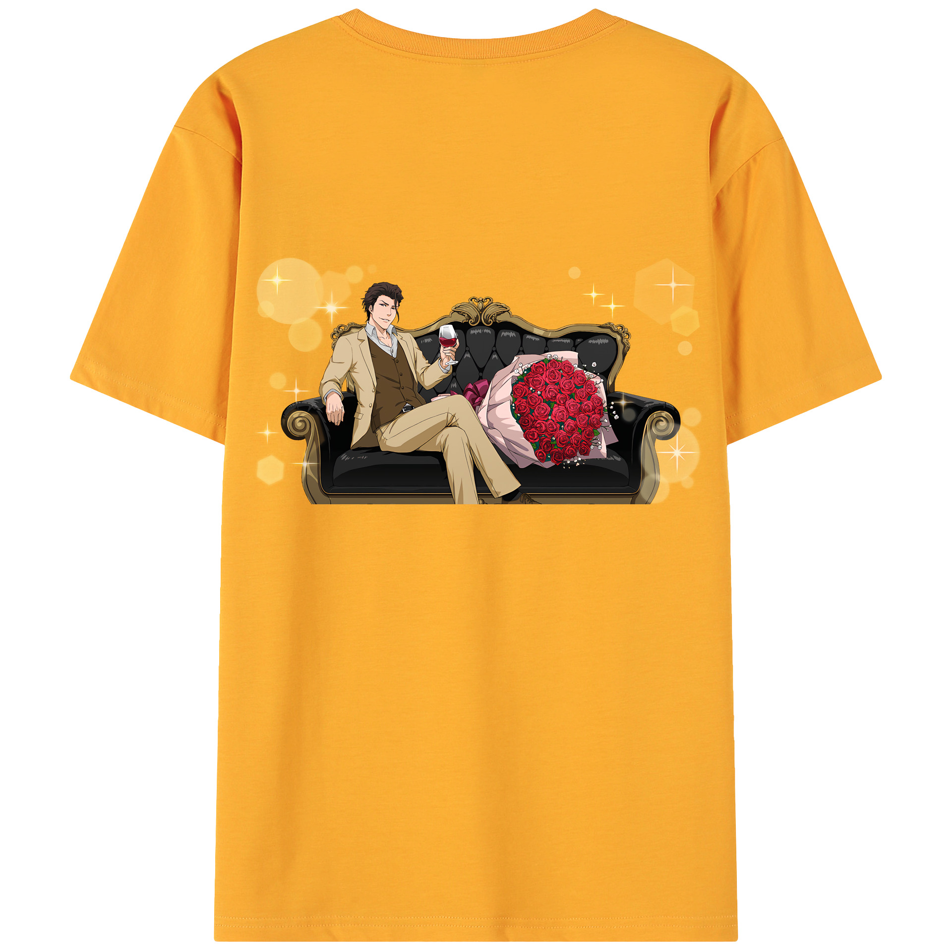 （画像用） ブリーチ 藍染 惣右介（あいぜん そうすけ） BLEACH Aizen Sousuke 綿100％ メンズ半袖Tシャツ（バックプリント） 通気性