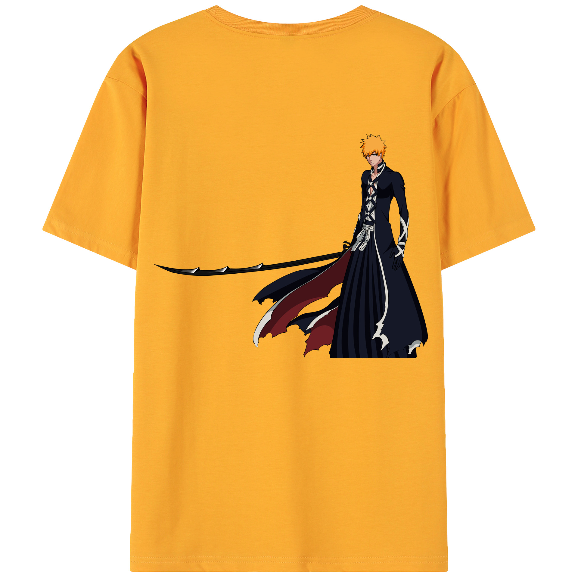 （画像用） ブリーチ 黒崎一護（くろさき いちご）BLEACH Kurosaki Ichigo 綿100％ メンズ半袖Tシャツ（バックプリント） 通気性