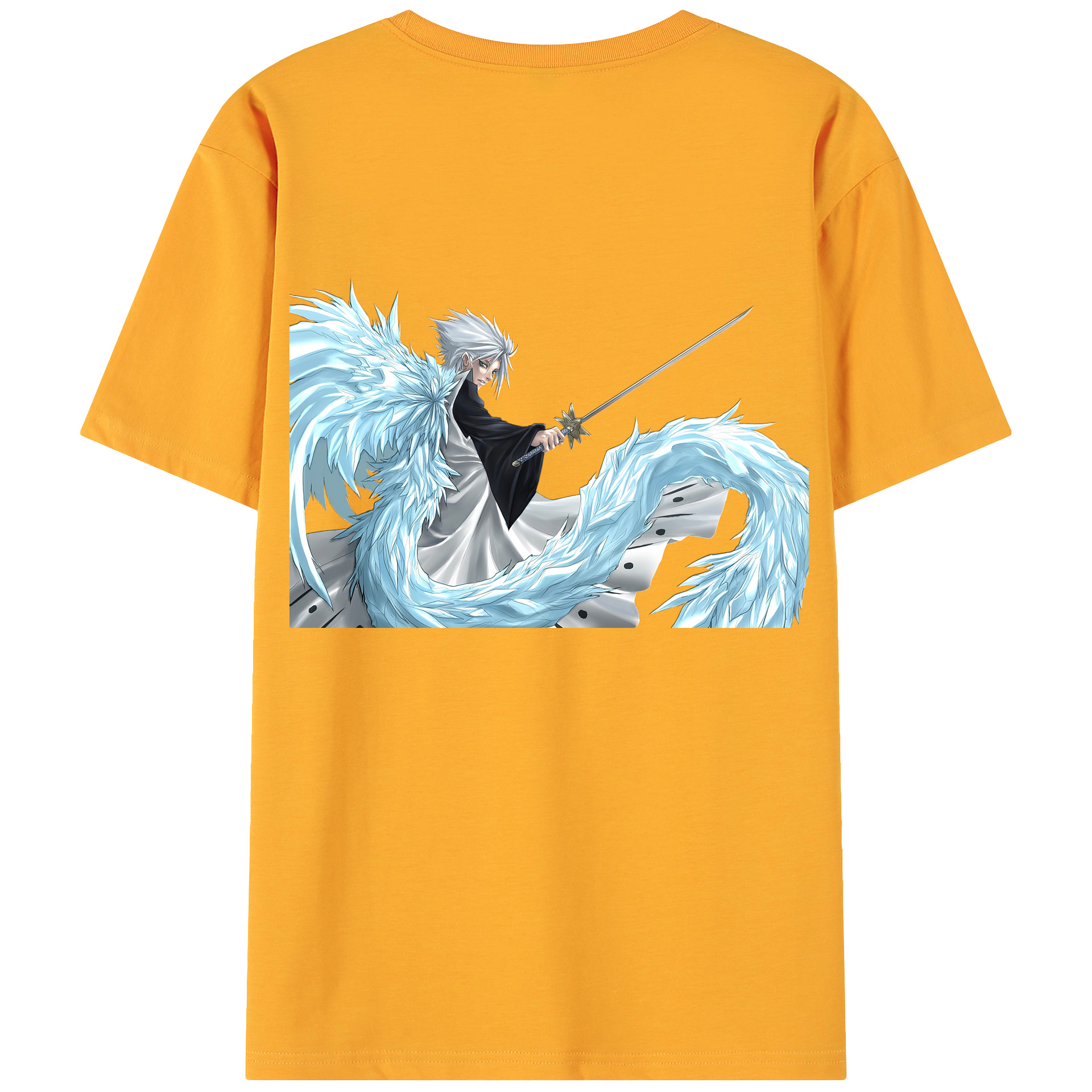 （画像用） ブリーチ 日番谷冬獅郎（ひつがや とうしろう） BLEACH Hitsugaya Toushirou 綿100％ メンズ半袖Tシャツ（バックプリント） 通気性