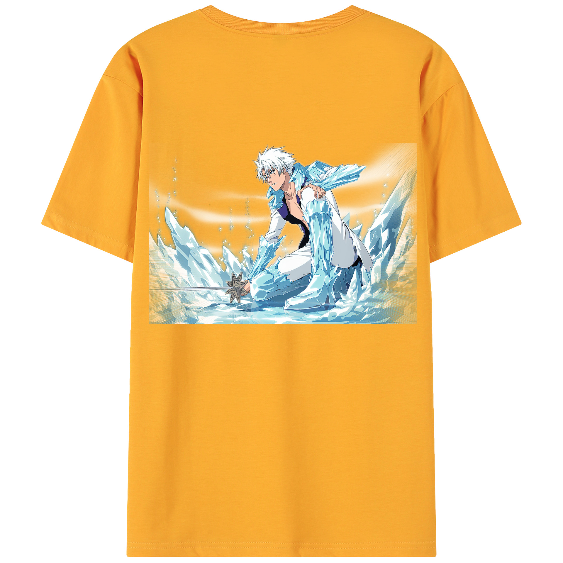 （画像用） ブリーチ 日番谷冬獅郎（ひつがや とうしろう） BLEACH Hitsugaya Toushirou 綿100％ メンズ半袖Tシャツ（バックプリント） 通気性