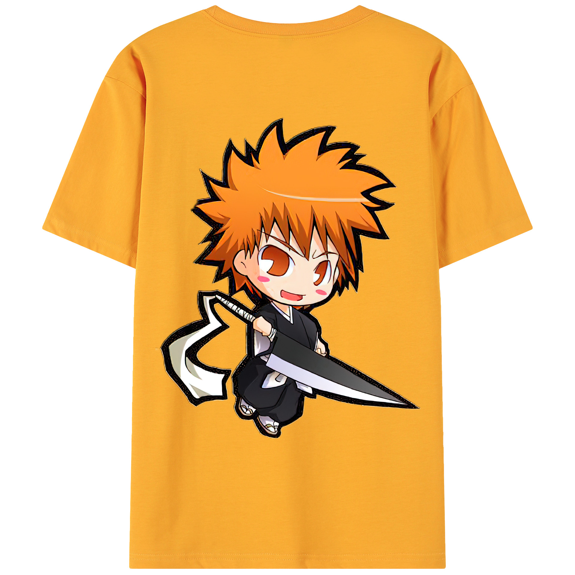 （画像用） ブリーチ 黒崎一護（くろさき いちご）BLEACH Kurosaki Ichigo 綿100％ メンズ半袖Tシャツ（バックプリント） 通気性