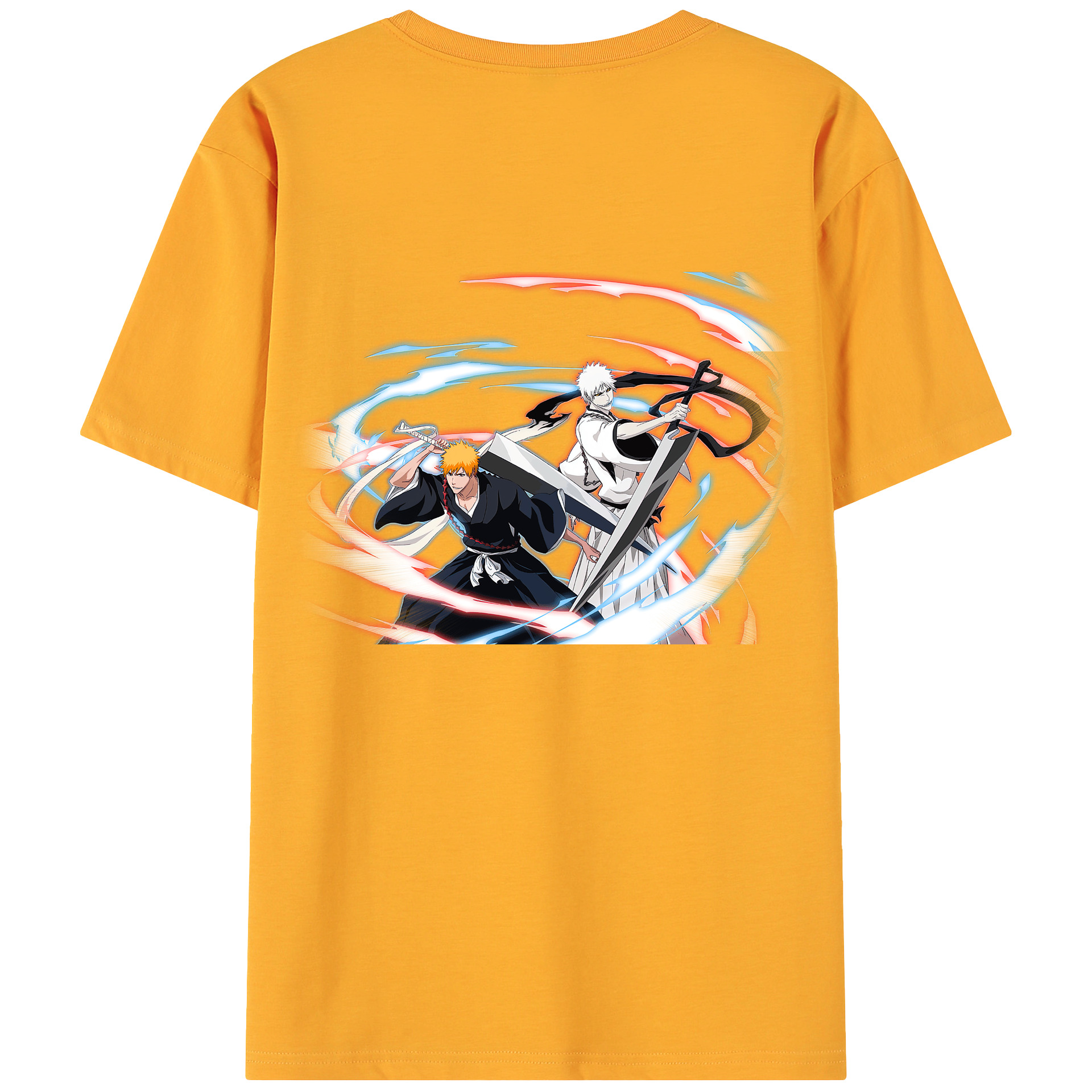 （画像用） ブリーチ 黒崎一護（くろさき いちご）BLEACH Kurosaki Ichigo 綿100％ メンズ半袖Tシャツ（バックプリント） 通気性