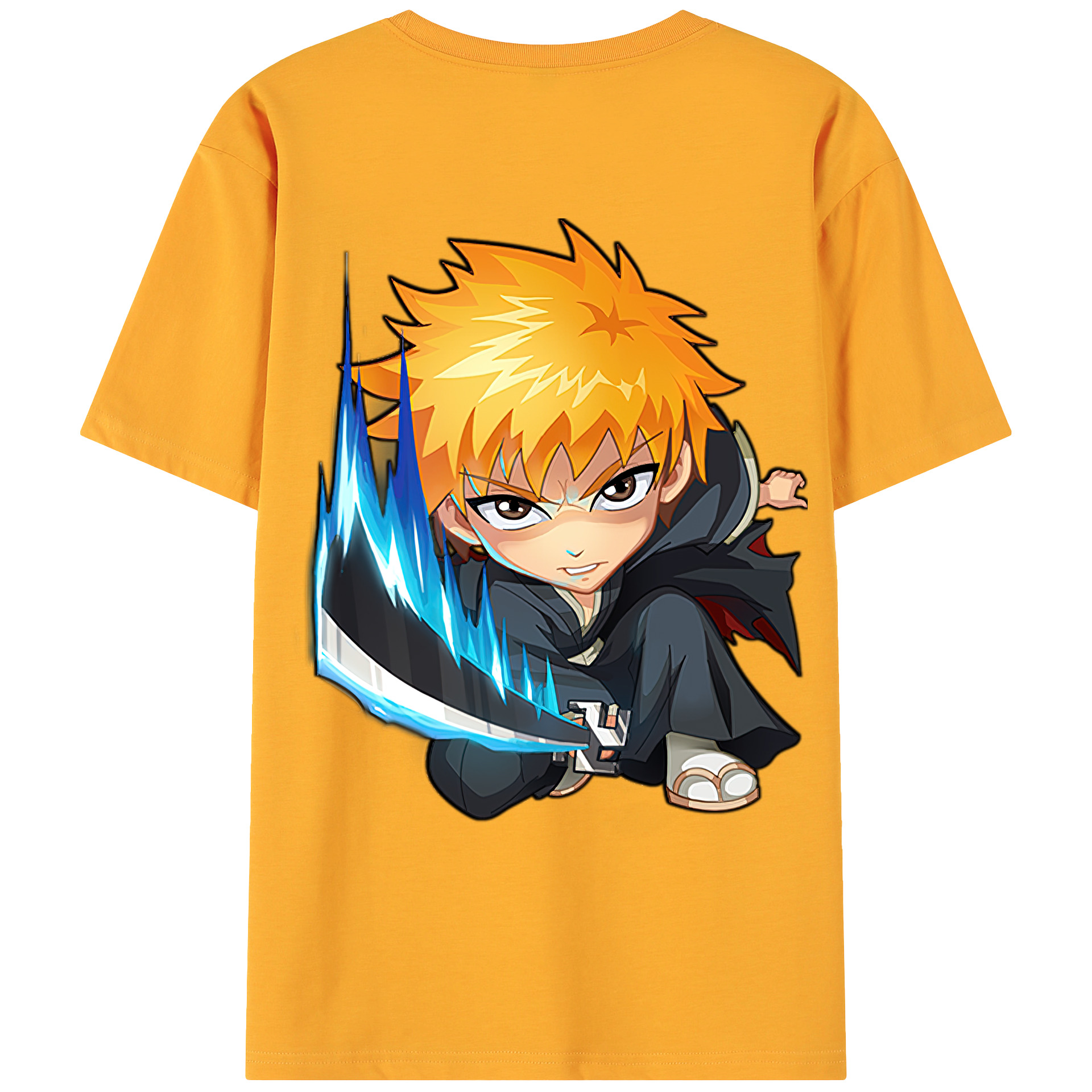 （画像用） ブリーチ 黒崎一護（くろさき いちご）BLEACH Kurosaki Ichigo 綿100％ メンズ半袖Tシャツ（バックプリント） 通気性