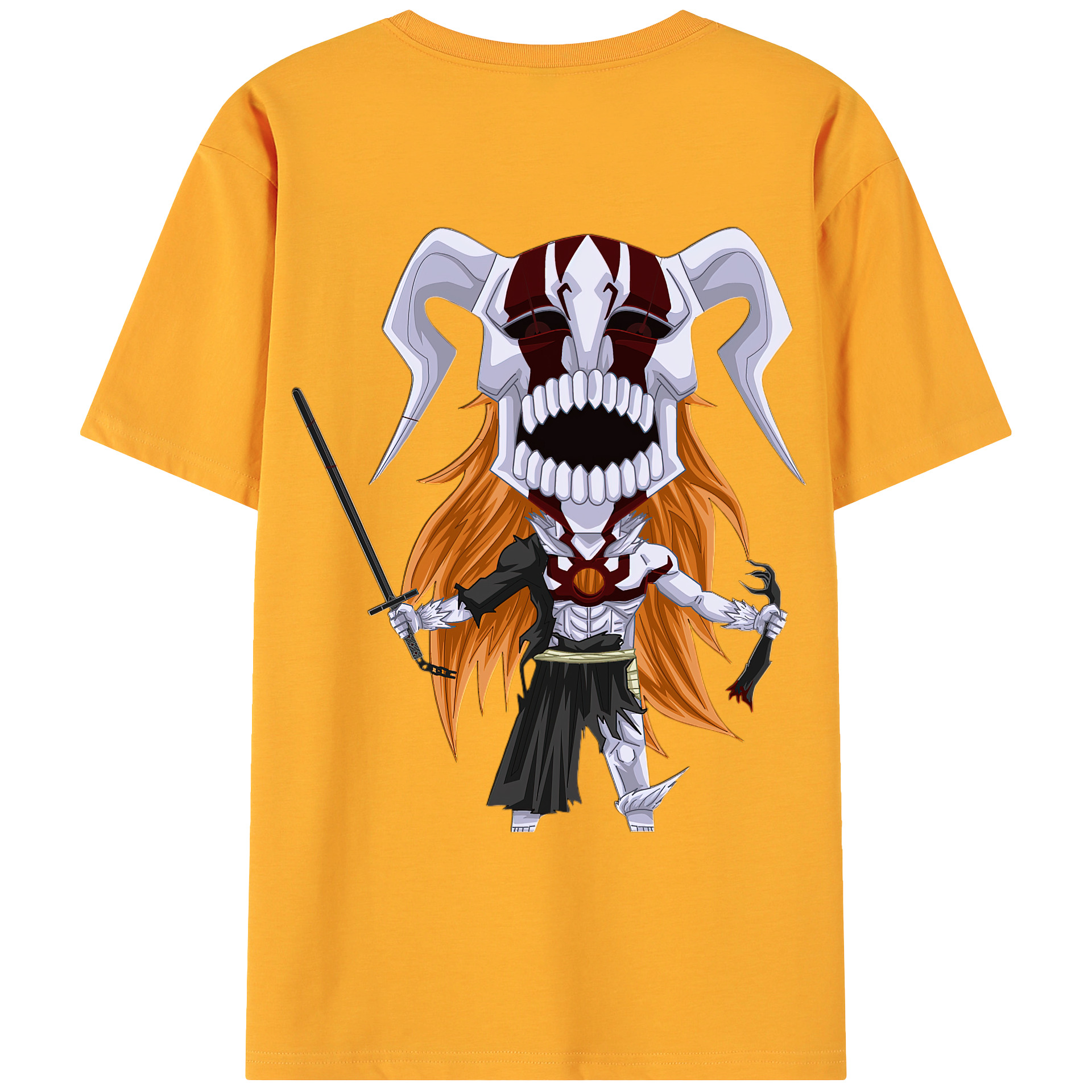 （画像用） ブリーチ 黒崎一護（くろさき いちご）BLEACH Kurosaki Ichigo 綿100％ メンズ半袖Tシャツ（バックプリント） 通気性