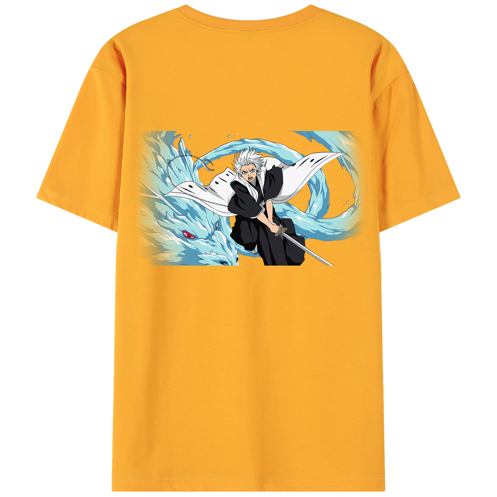 （画像用） ブリーチ 日番谷冬獅郎（ひつがや とうしろう） BLEACH Hitsugaya Toushirou 綿100％ メンズ半袖Tシャツ（バックプリント） 通気性