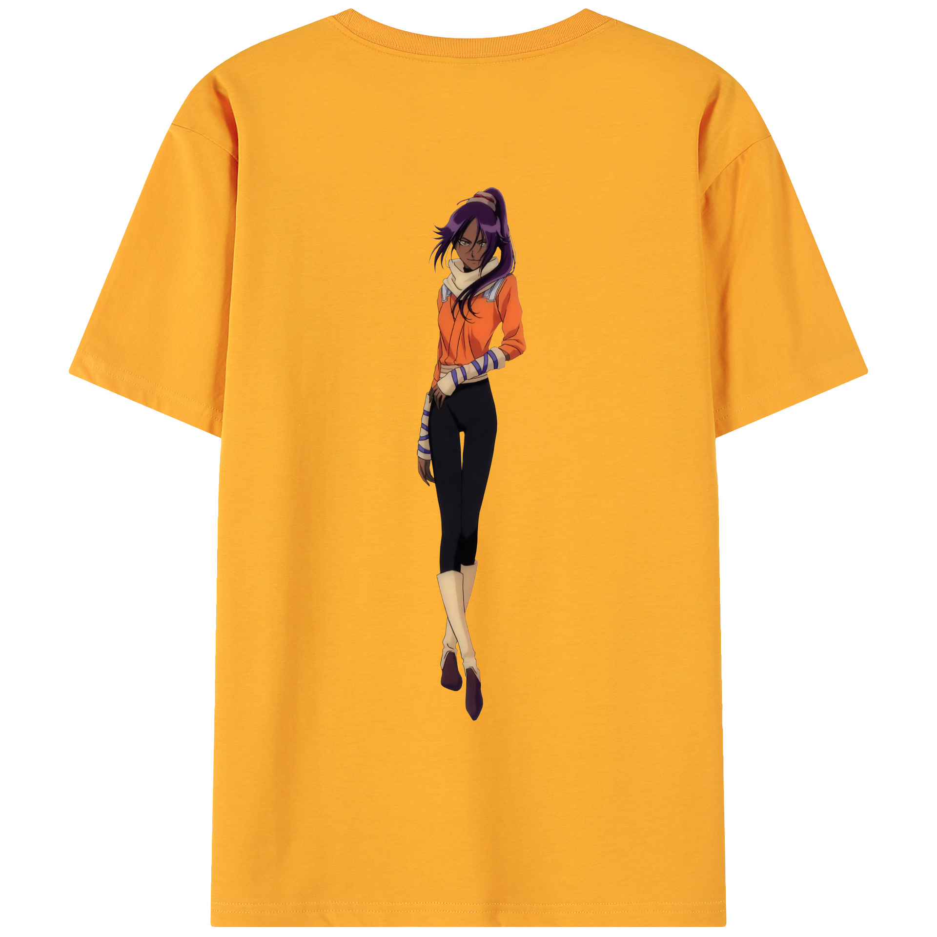 （画像用） ブリーチ 四楓院 夜一（しほういん よるいち） BLEACH Shihouin Yoruichi 綿100％ メンズ半袖Tシャツ（バックプリント） 通気性