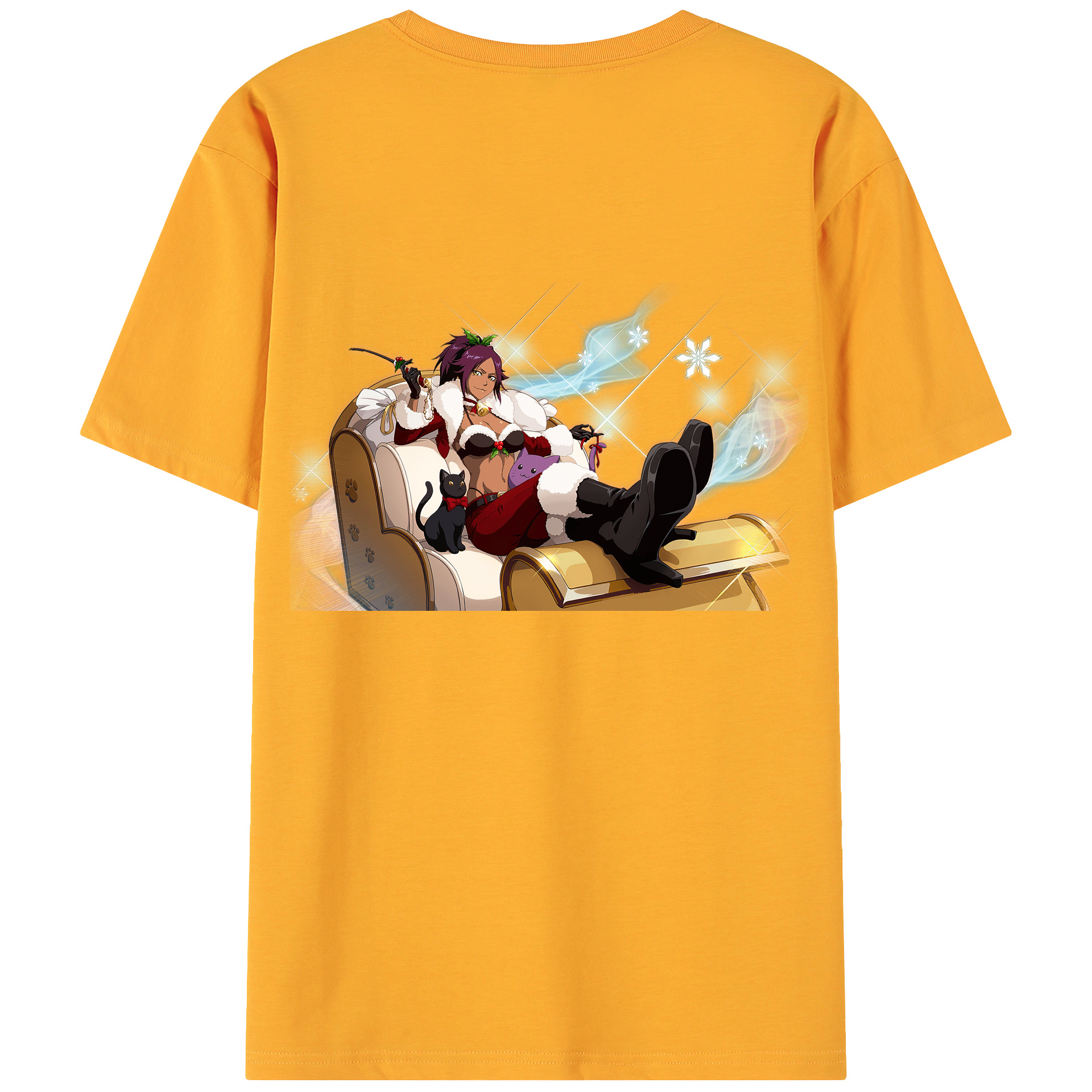 （画像用） ブリーチ 四楓院 夜一（しほういん よるいち） BLEACH Shihouin Yoruichi 綿100％ メンズ半袖Tシャツ（バックプリント） 通気性