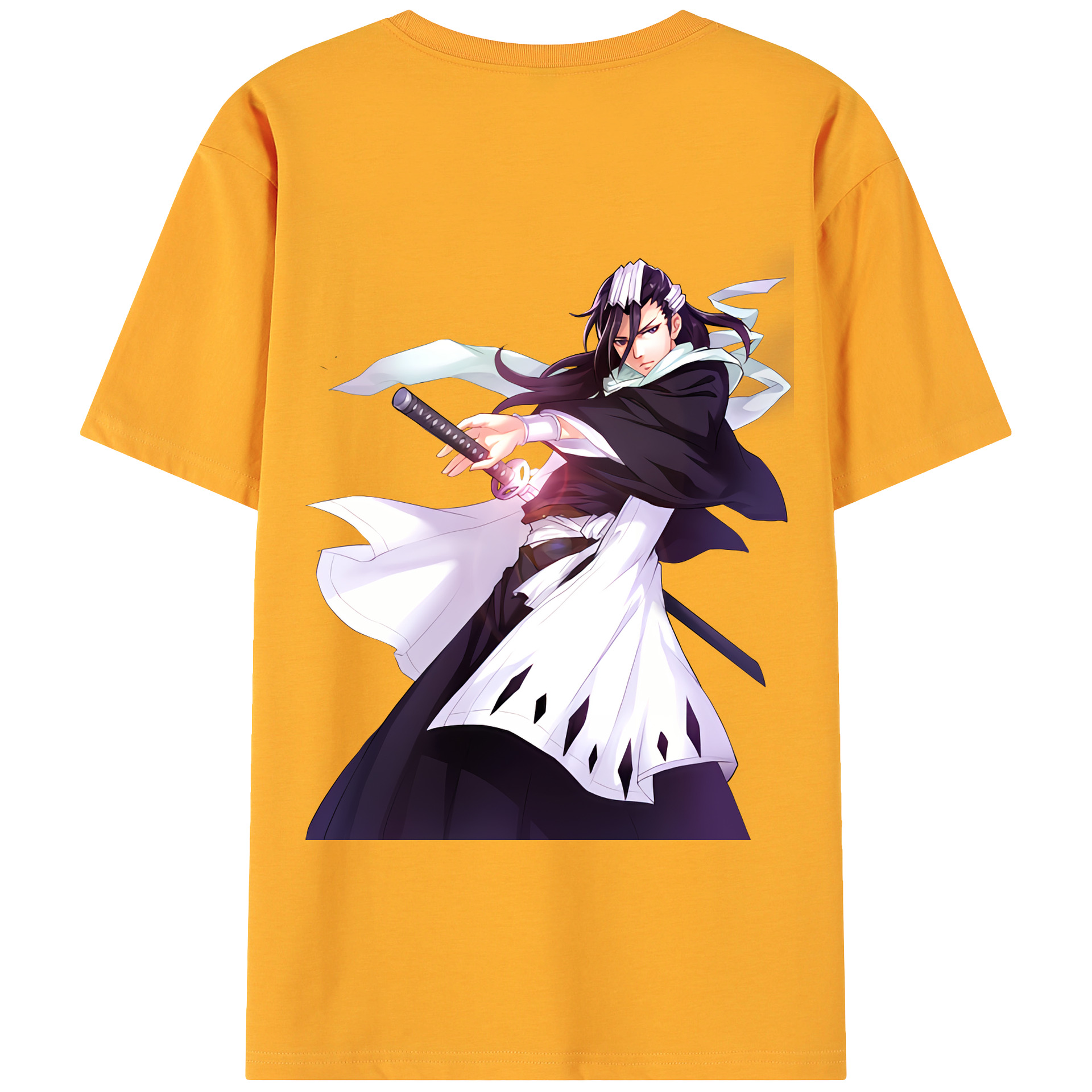 （画像用） ブリーチ くちき びゃくや BLEACH Kuchiki Byakuya 綿100％ メンズ半袖Tシャツ（バックプリント） 通気性