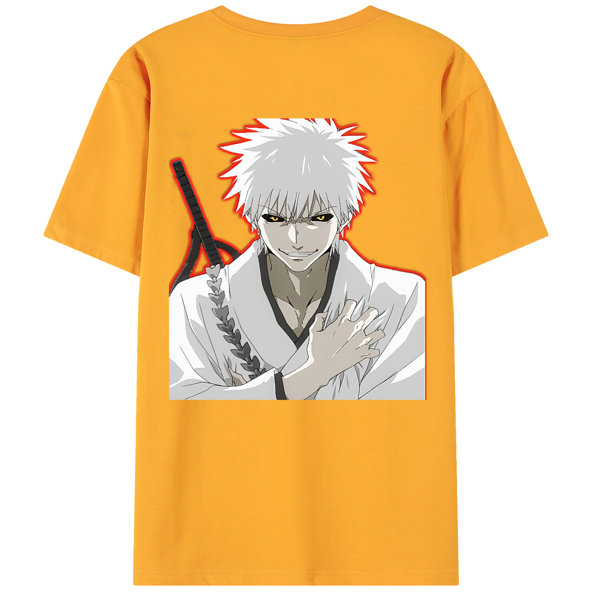 （画像用） ブリーチ 黒崎一護（くろさき いちご）BLEACH Kurosaki Ichigo 綿100％ メンズ半袖Tシャツ（バックプリント） 通気性