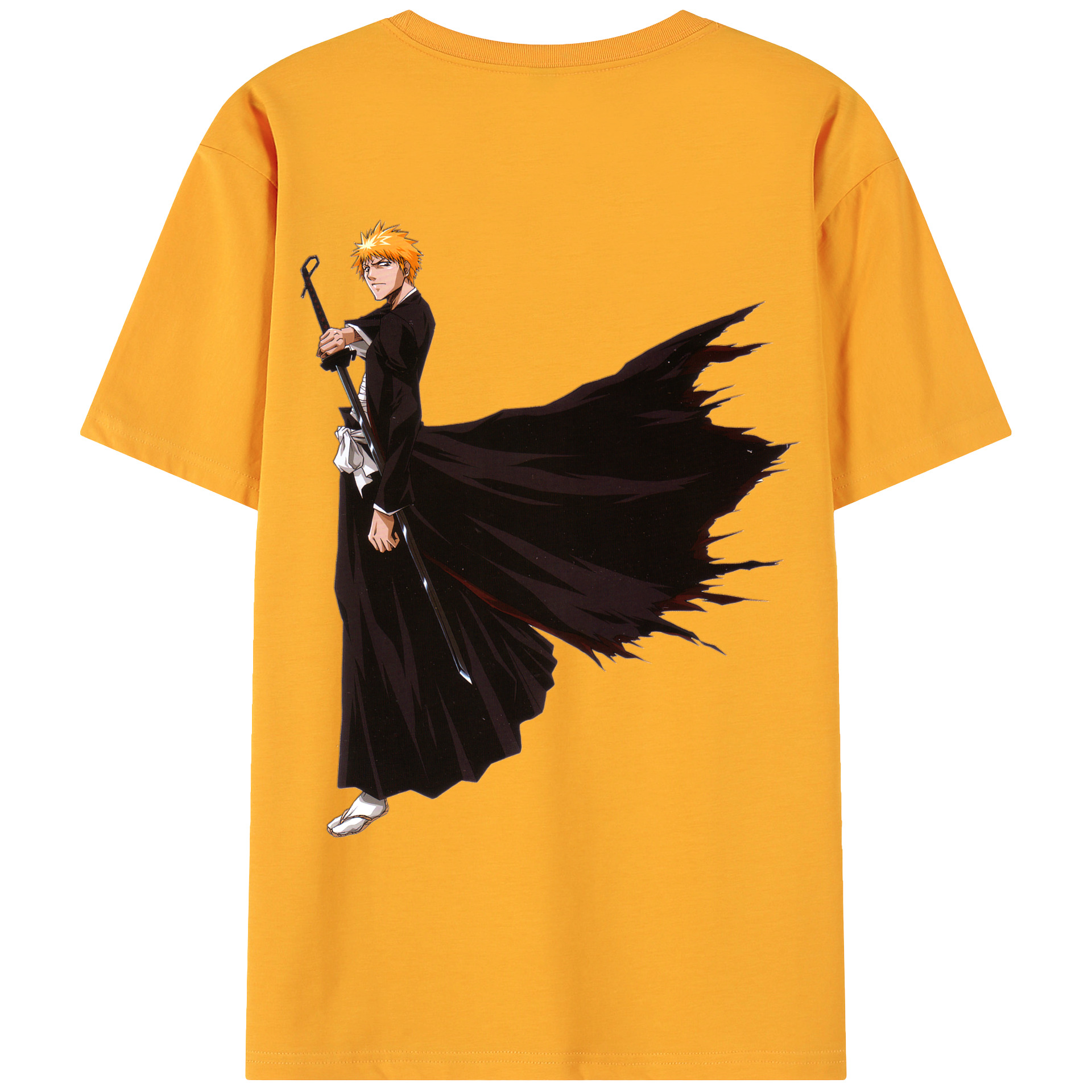 （画像用） ブリーチ 黒崎一護（くろさき いちご）BLEACH Kurosaki Ichigo 綿100％ メンズ半袖Tシャツ（バックプリント） 通気性