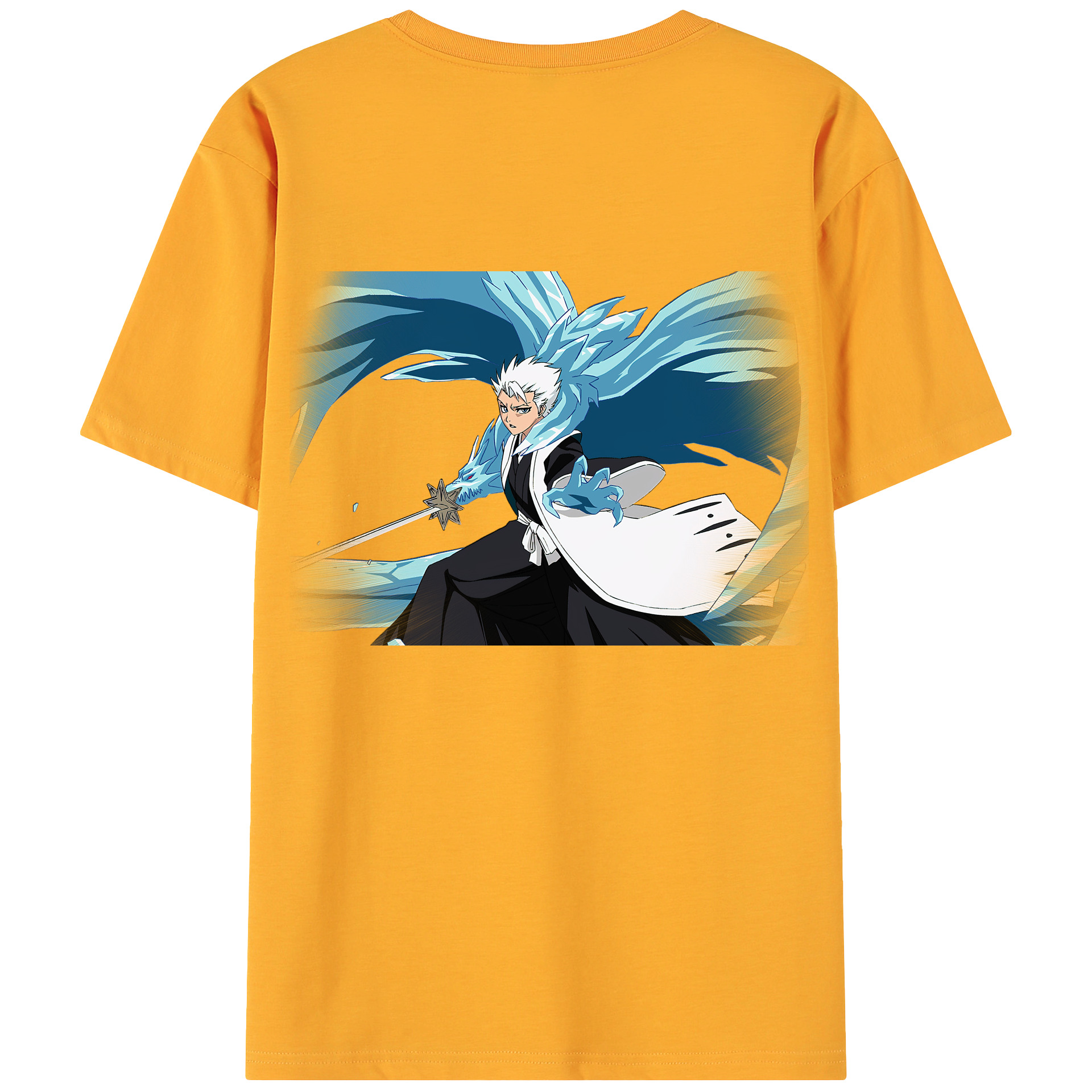 （画像用） ブリーチ 日番谷冬獅郎（ひつがや とうしろう） BLEACH Hitsugaya Toushirou 綿100％ メンズ半袖Tシャツ（バックプリント） 通気性
