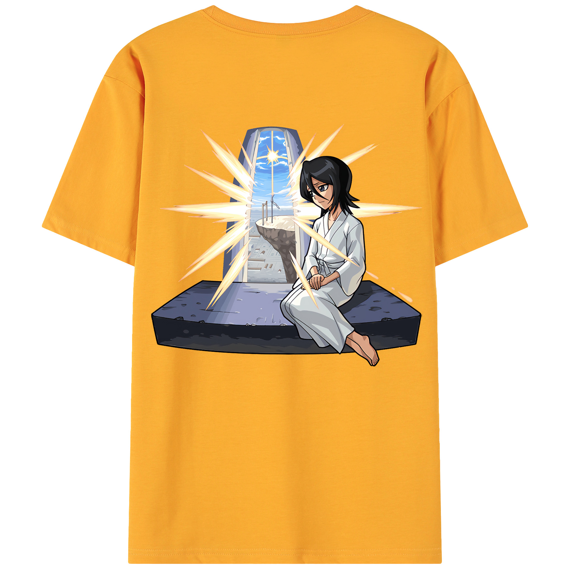 （画像用） ブリーチ 朽木ルキア BLEACH Kuchiki Rukia 綿100％ メンズ半袖Tシャツ（バックプリント） 通気性