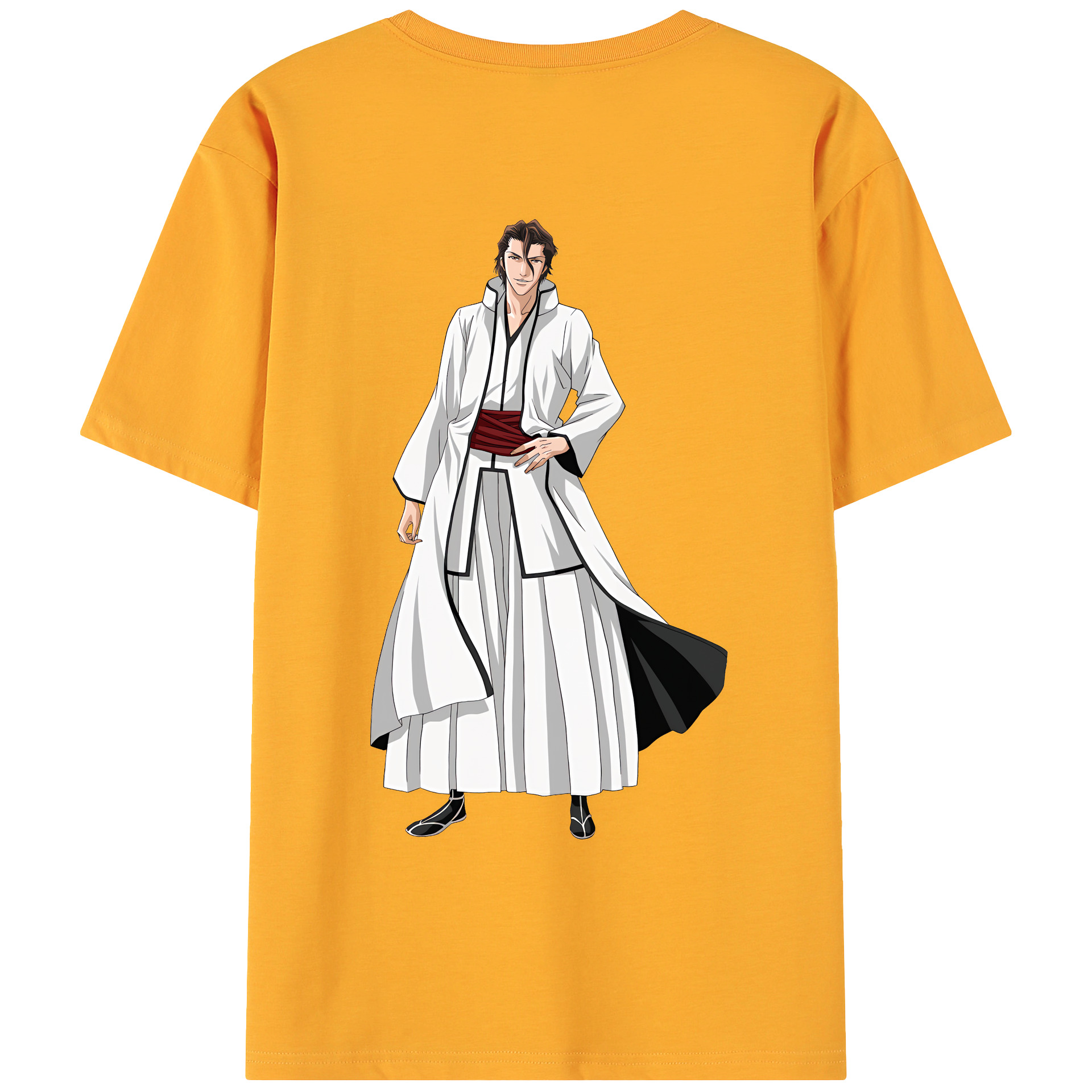 （画像用） ブリーチ 藍染 惣右介（あいぜん そうすけ） BLEACH Aizen Sousuke 綿100％ メンズ半袖Tシャツ（バックプリント） 通気性