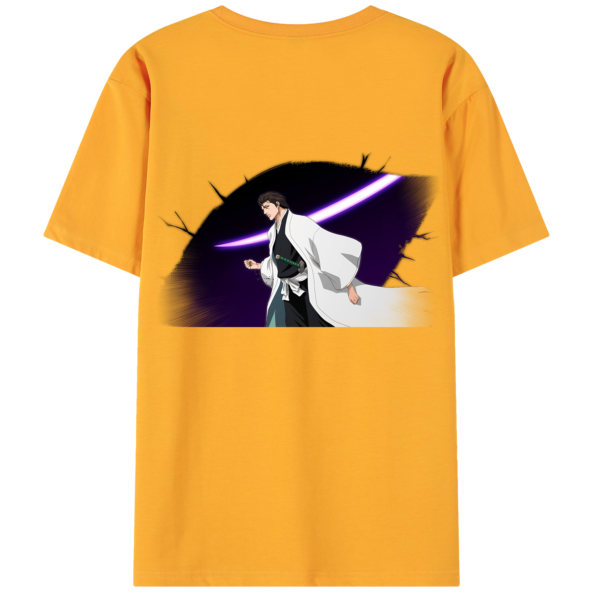 （画像用） ブリーチ 藍染 惣右介（あいぜん そうすけ） BLEACH Aizen Sousuke 綿100％ メンズ半袖Tシャツ（バックプリント） 通気性