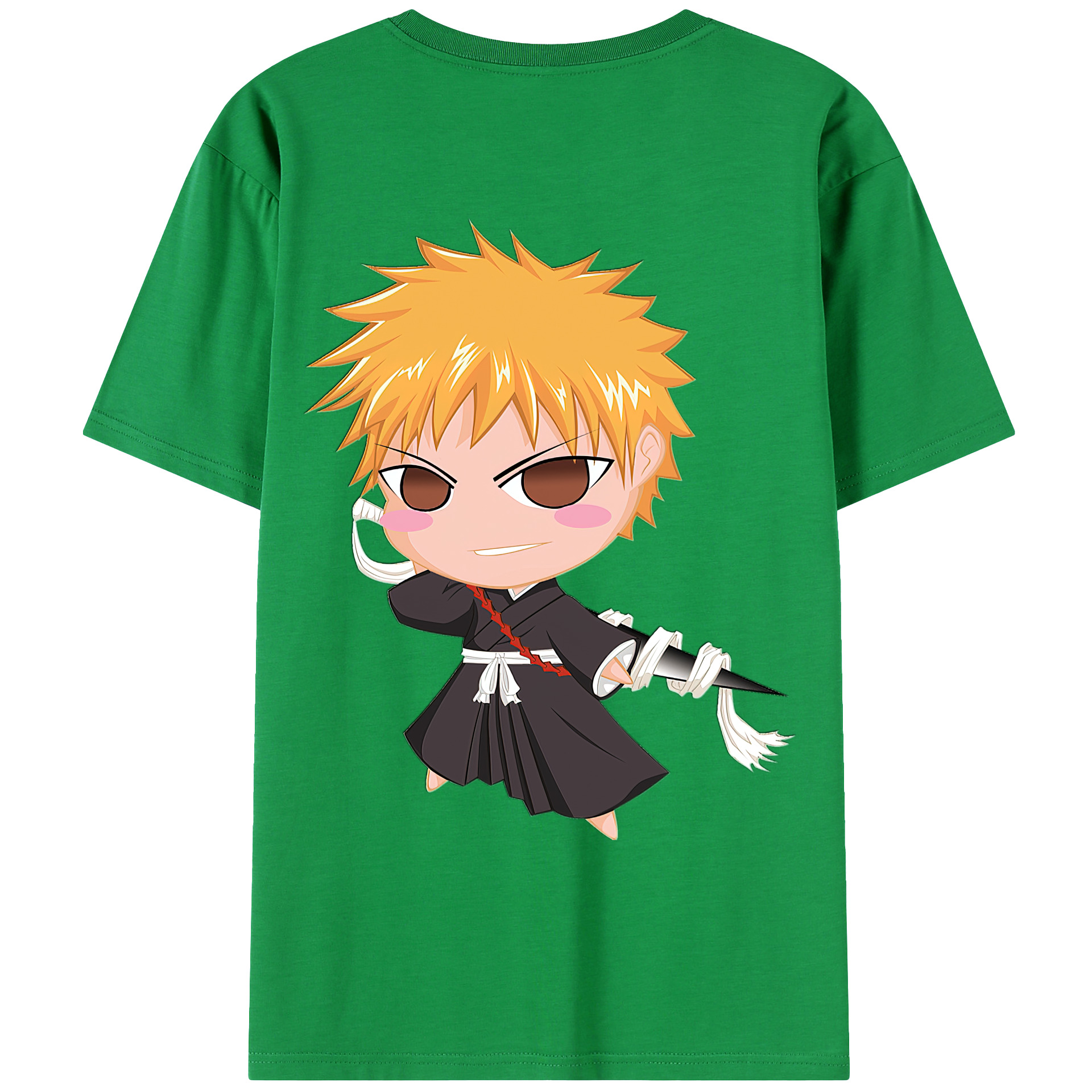 （画像用） ブリーチ 黒崎一護（くろさき いちご）BLEACH Kurosaki Ichigo 綿100％ メンズ半袖Tシャツ（バックプリント） 通気性