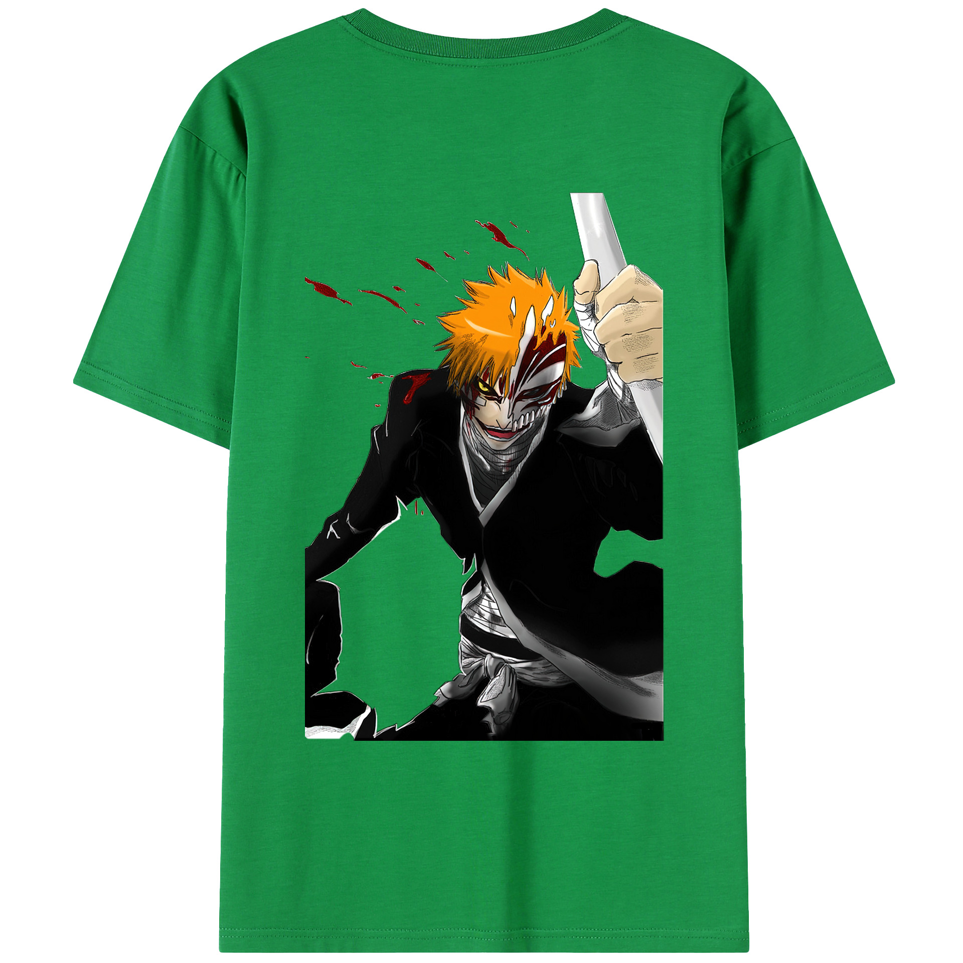 （画像用） ブリーチ 黒崎一護（くろさき いちご）BLEACH Kurosaki Ichigo 綿100％ メンズ半袖Tシャツ（バックプリント） 通気性