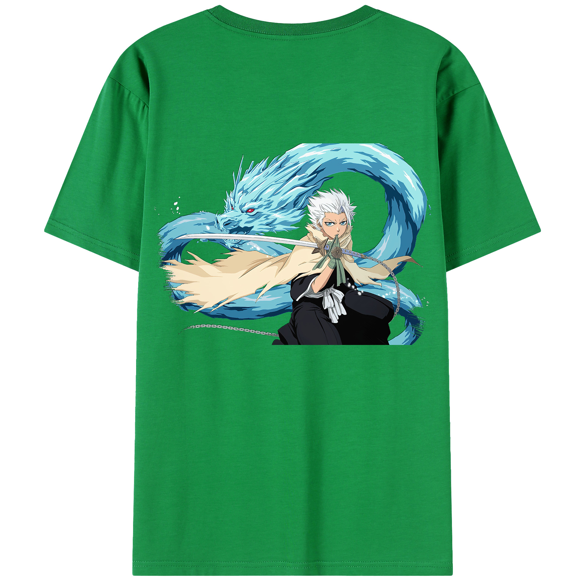 （画像用） ブリーチ 日番谷冬獅郎（ひつがや とうしろう） BLEACH Hitsugaya Toushirou 綿100％ メンズ半袖Tシャツ（バックプリント） 通気性