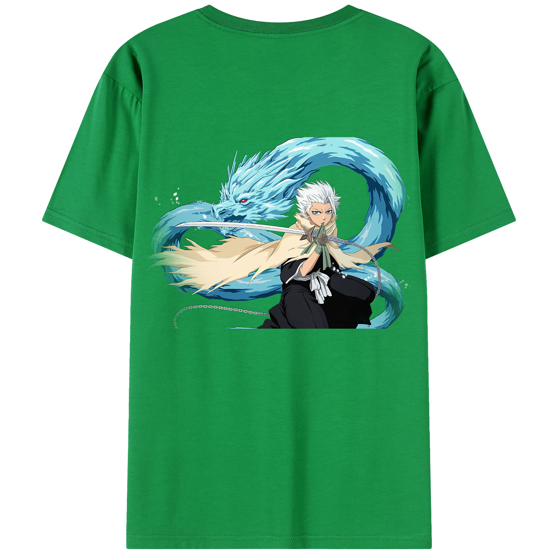 （画像用） ブリーチ 日番谷冬獅郎（ひつがや とうしろう） BLEACH Hitsugaya Toushirou 綿100％ メンズ半袖Tシャツ（バックプリント） 通気性