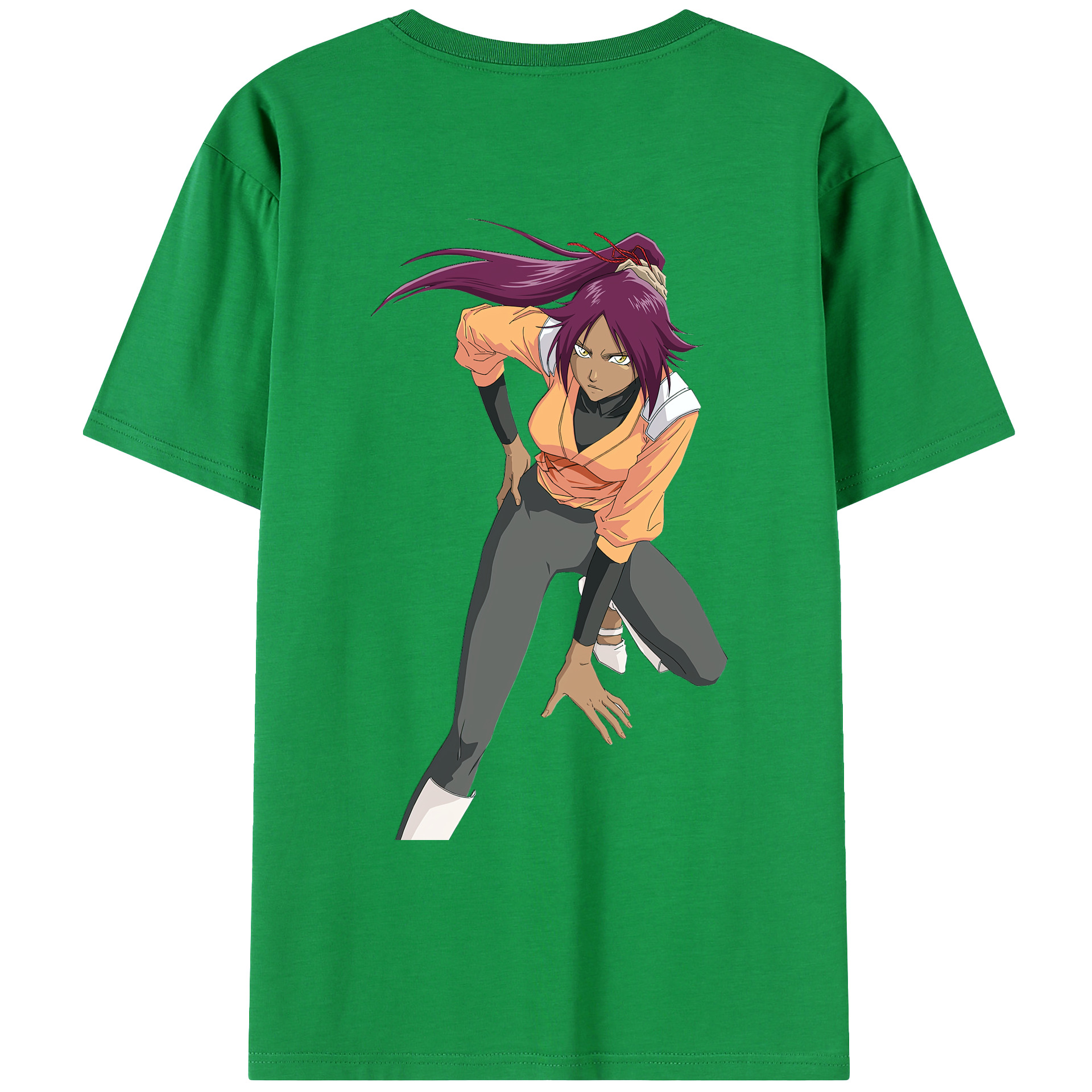 （画像用） ブリーチ 四楓院 夜一（しほういん よるいち） BLEACH Shihouin Yoruichi 綿100％ メンズ半袖Tシャツ（バックプリント） 通気性