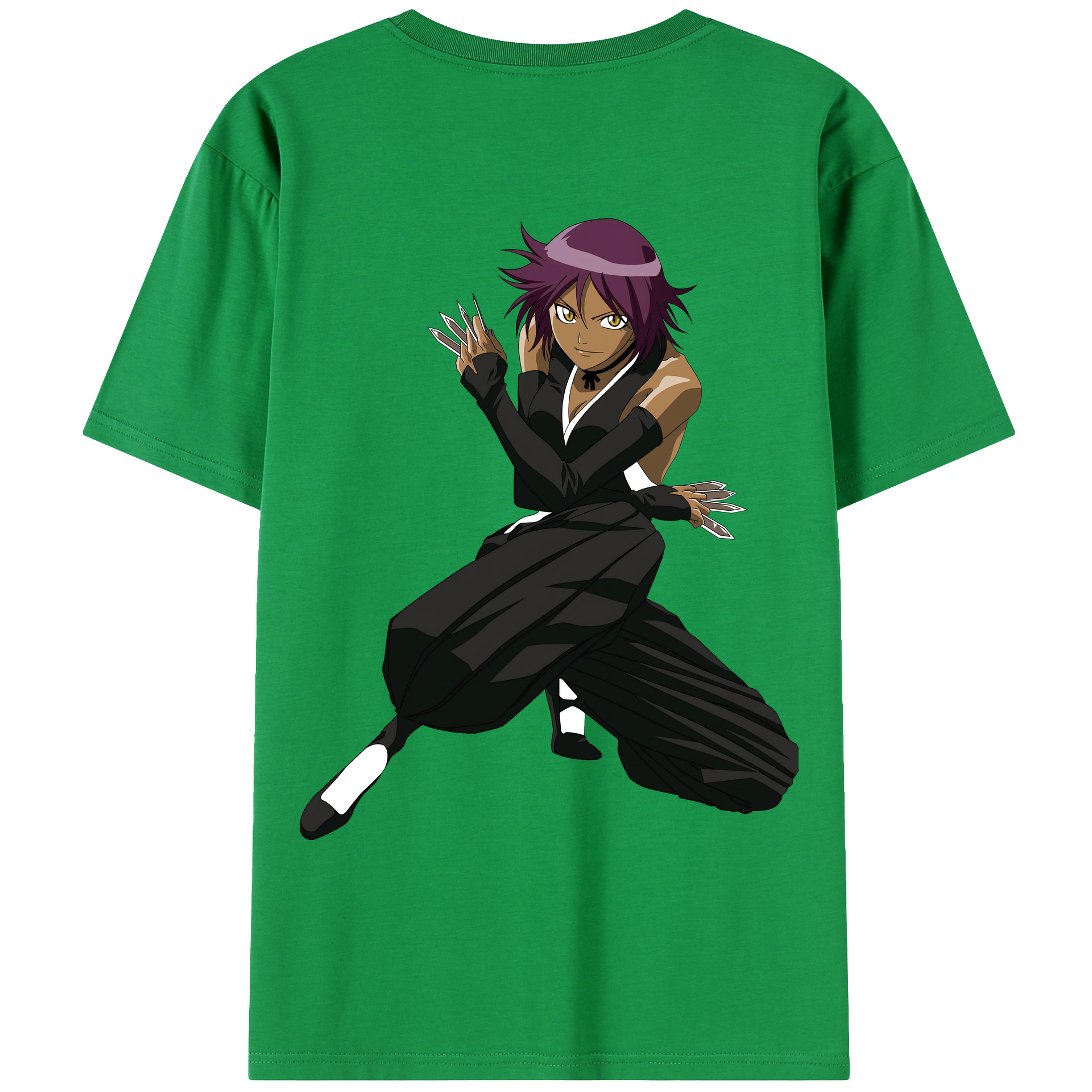 （画像用） ブリーチ 四楓院 夜一（しほういん よるいち） BLEACH Shihouin Yoruichi 綿100％ メンズ半袖Tシャツ（バックプリント） 通気性
