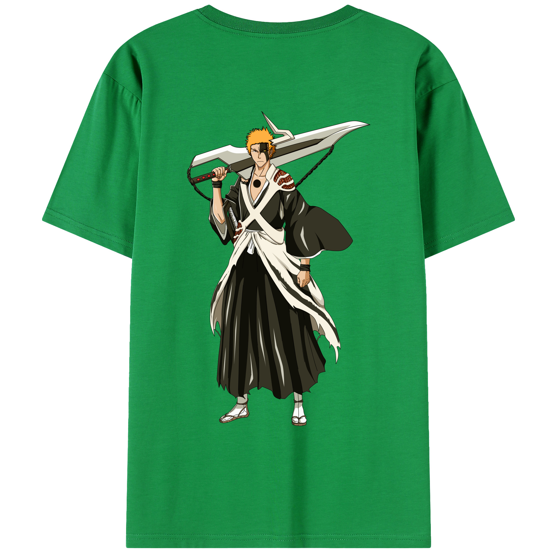 （画像用） ブリーチ 黒崎一護（くろさき いちご）BLEACH Kurosaki Ichigo 綿100％ メンズ半袖Tシャツ（バックプリント） 通気性