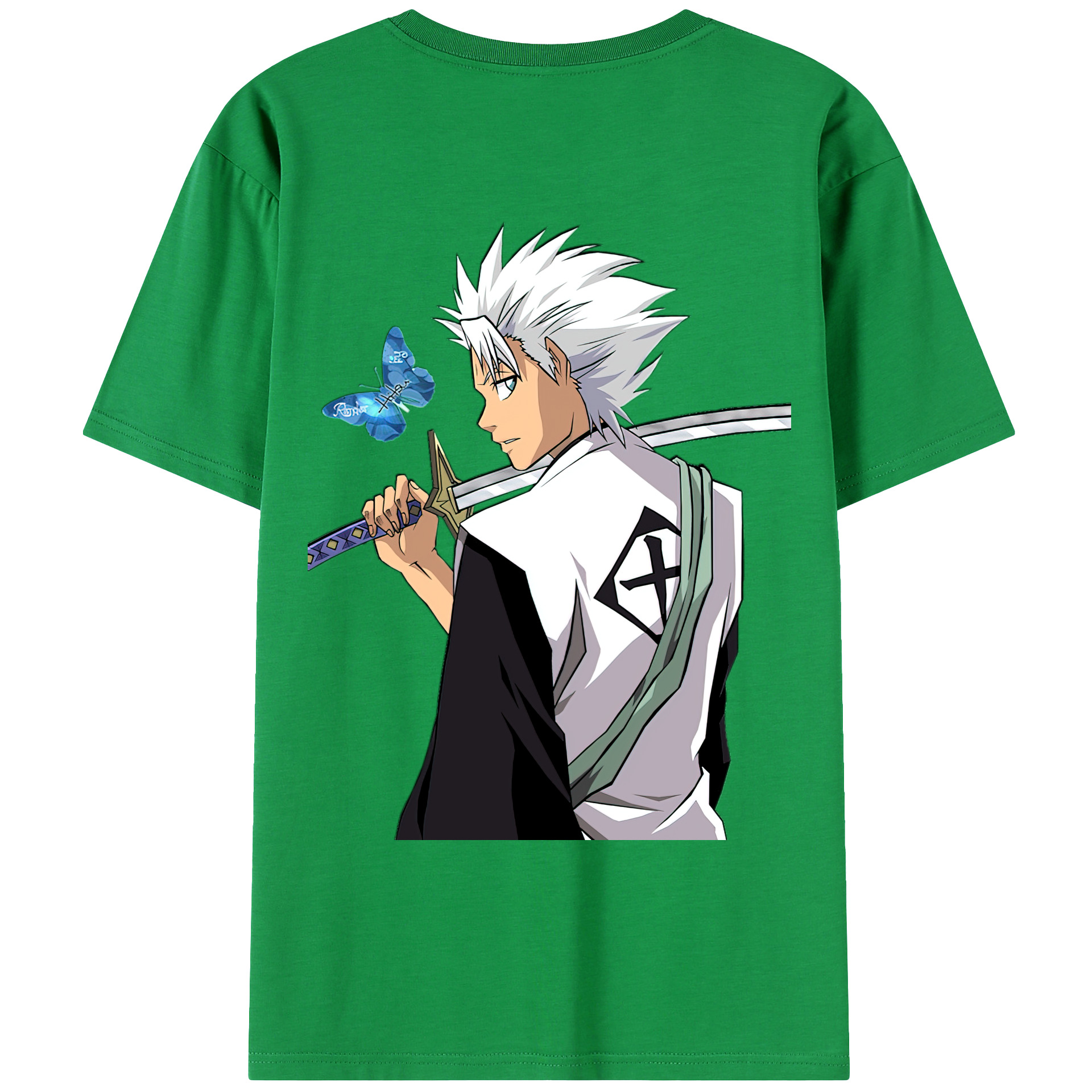 （画像用） ブリーチ 日番谷冬獅郎（ひつがや とうしろう） BLEACH Hitsugaya Toushirou 綿100％ メンズ半袖Tシャツ（バックプリント） 通気性