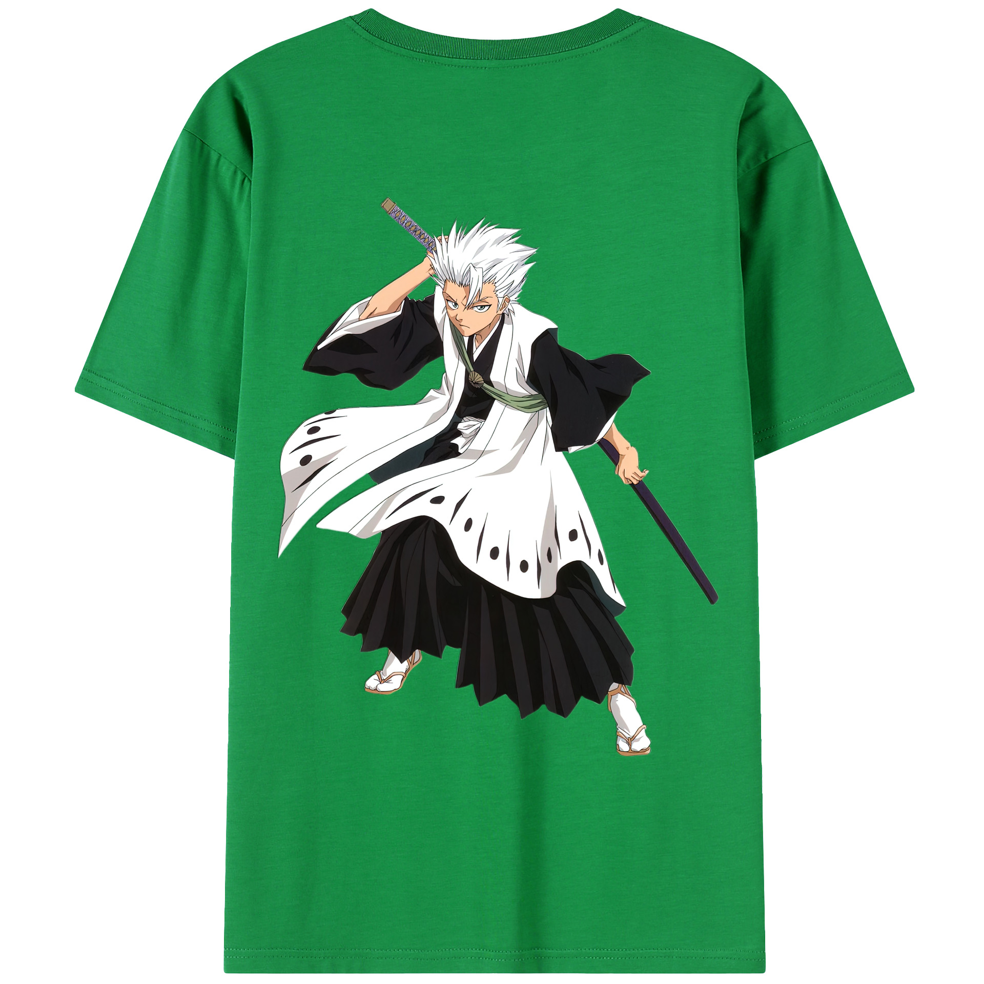 （画像用） ブリーチ 日番谷冬獅郎（ひつがや とうしろう） BLEACH Hitsugaya Toushirou 綿100％ メンズ半袖Tシャツ（バックプリント） 通気性