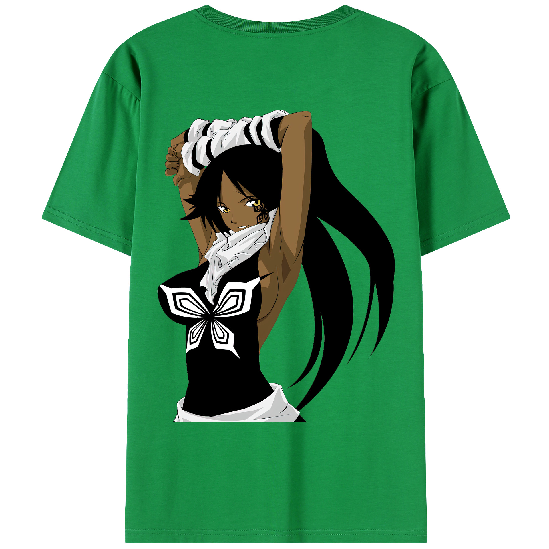 （画像用） ブリーチ 四楓院 夜一（しほういん よるいち） BLEACH Shihouin Yoruichi 綿100％ メンズ半袖Tシャツ（バックプリント） 通気性
