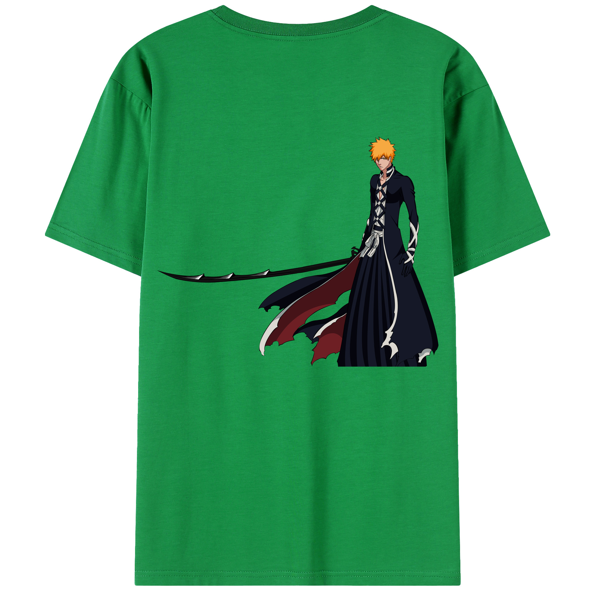 （画像用） ブリーチ 黒崎一護（くろさき いちご）BLEACH Kurosaki Ichigo 綿100％ メンズ半袖Tシャツ（バックプリント） 通気性