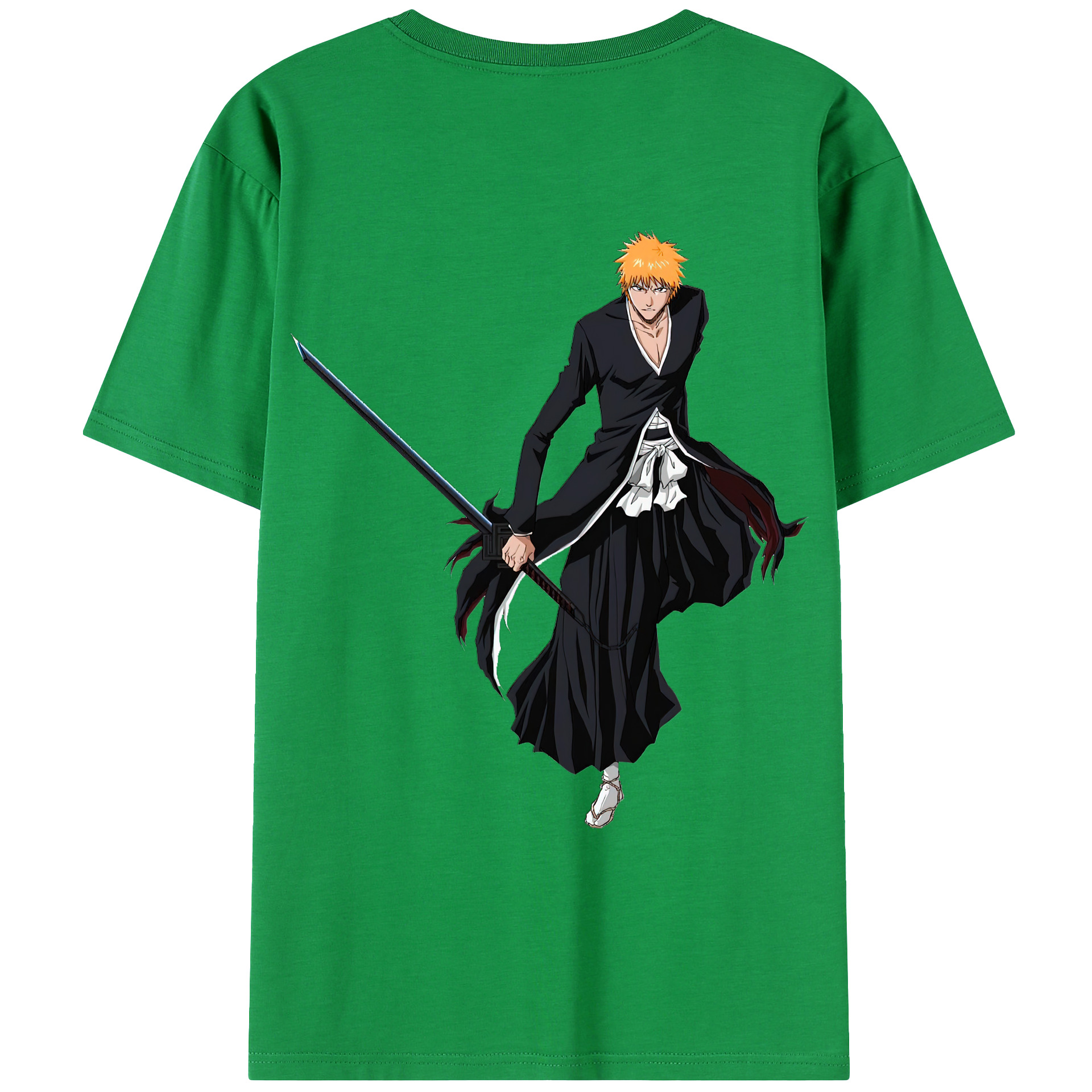 （画像用） ブリーチ 黒崎一護（くろさき いちご）BLEACH Kurosaki Ichigo 綿100％ メンズ半袖Tシャツ（バックプリント） 通気性