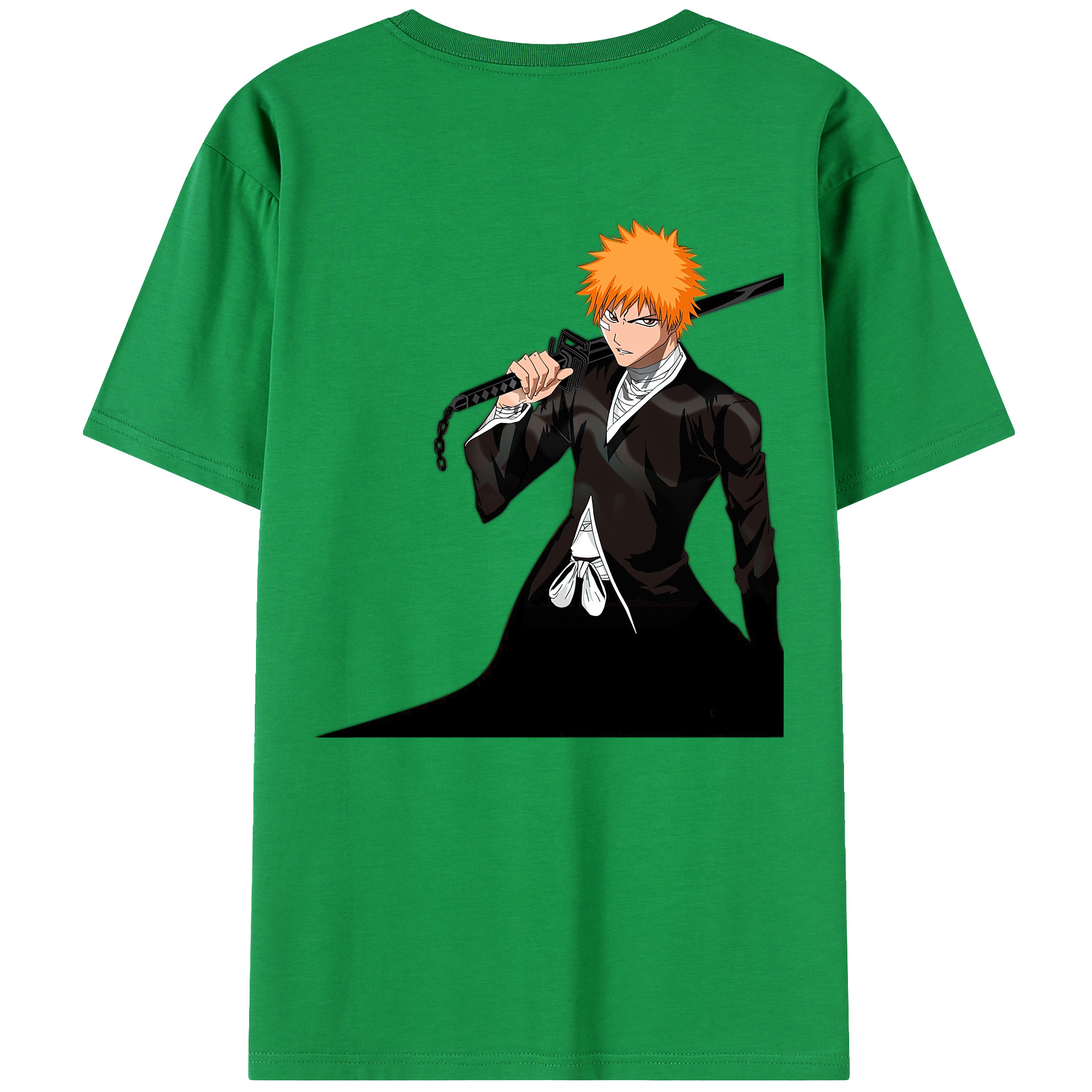 （画像用） ブリーチ 黒崎一護（くろさき いちご）BLEACH Kurosaki Ichigo 綿100％ メンズ半袖Tシャツ（バックプリント） 通気性