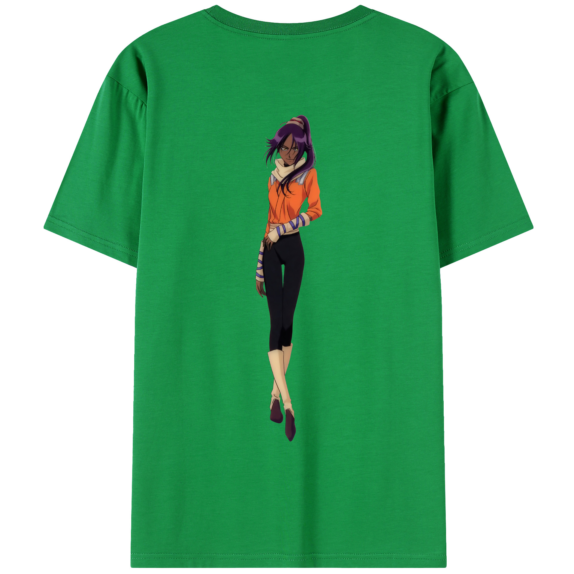 （画像用） ブリーチ 四楓院 夜一（しほういん よるいち） BLEACH Shihouin Yoruichi 綿100％ メンズ半袖Tシャツ（バックプリント） 通気性