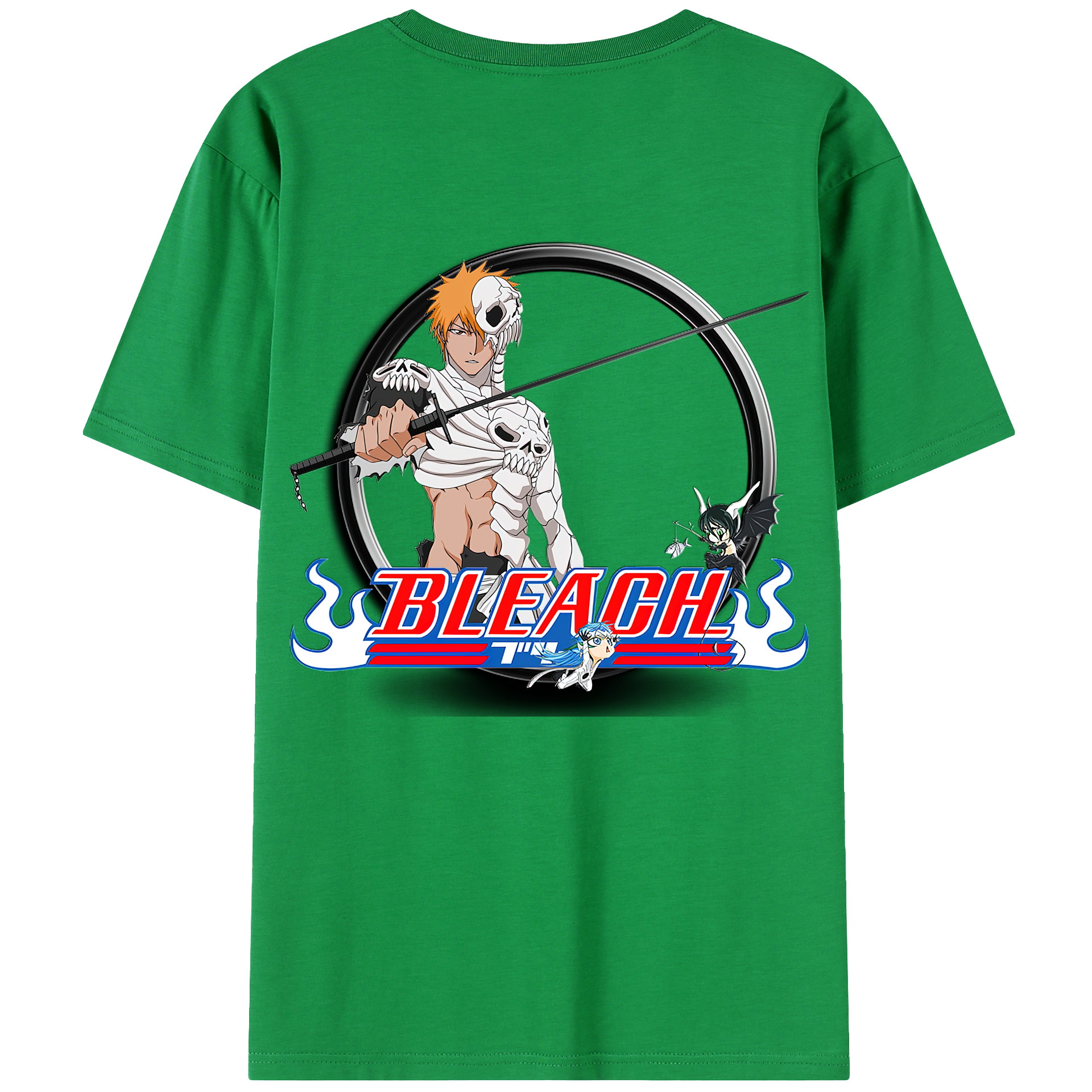 （画像用） ブリーチ 黒崎一護（くろさき いちご）BLEACH Kurosaki Ichigo 綿100％ メンズ半袖Tシャツ（バックプリント） 通気性