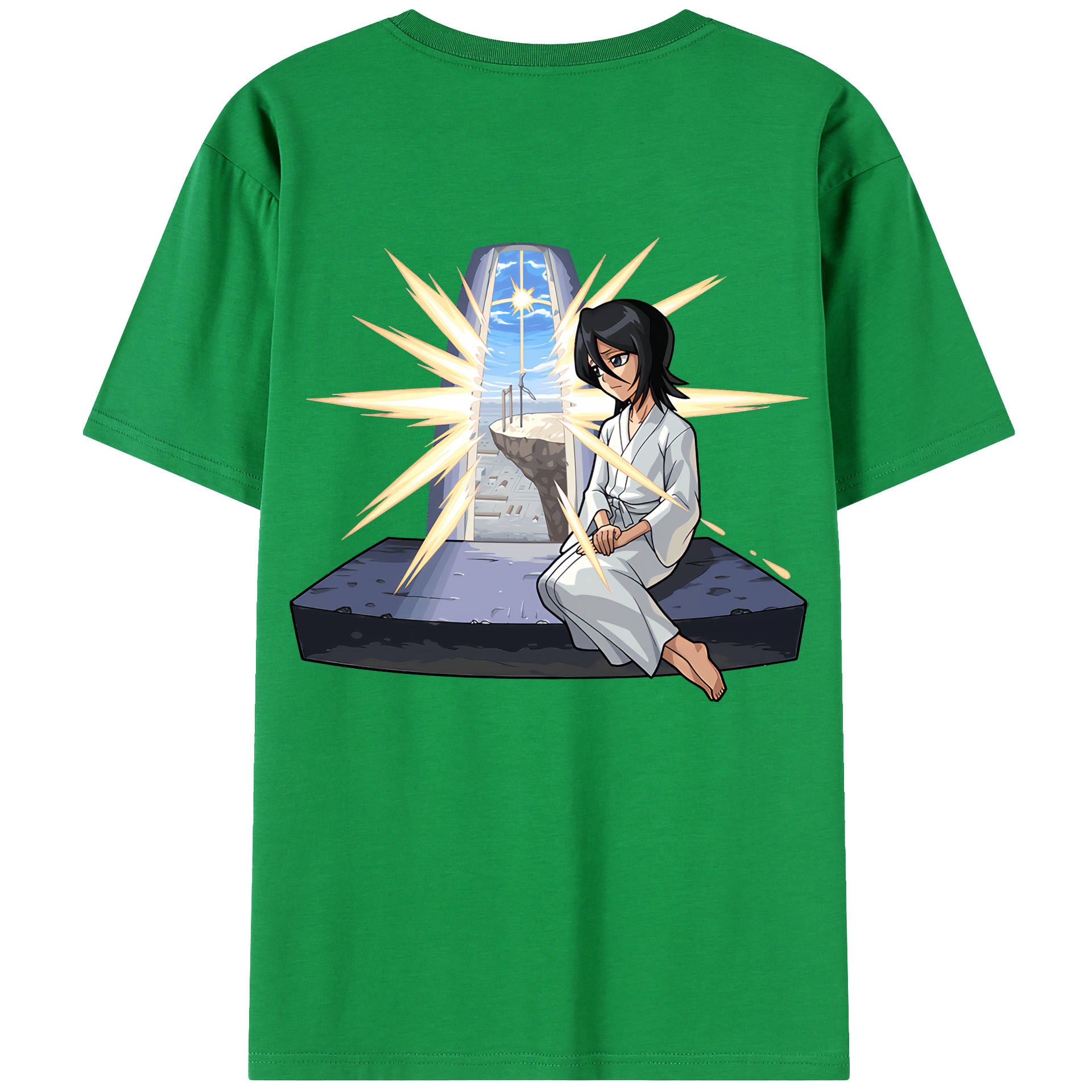 （画像用） ブリーチ 朽木ルキア BLEACH Kuchiki Rukia 綿100％ メンズ半袖Tシャツ（バックプリント） 通気性