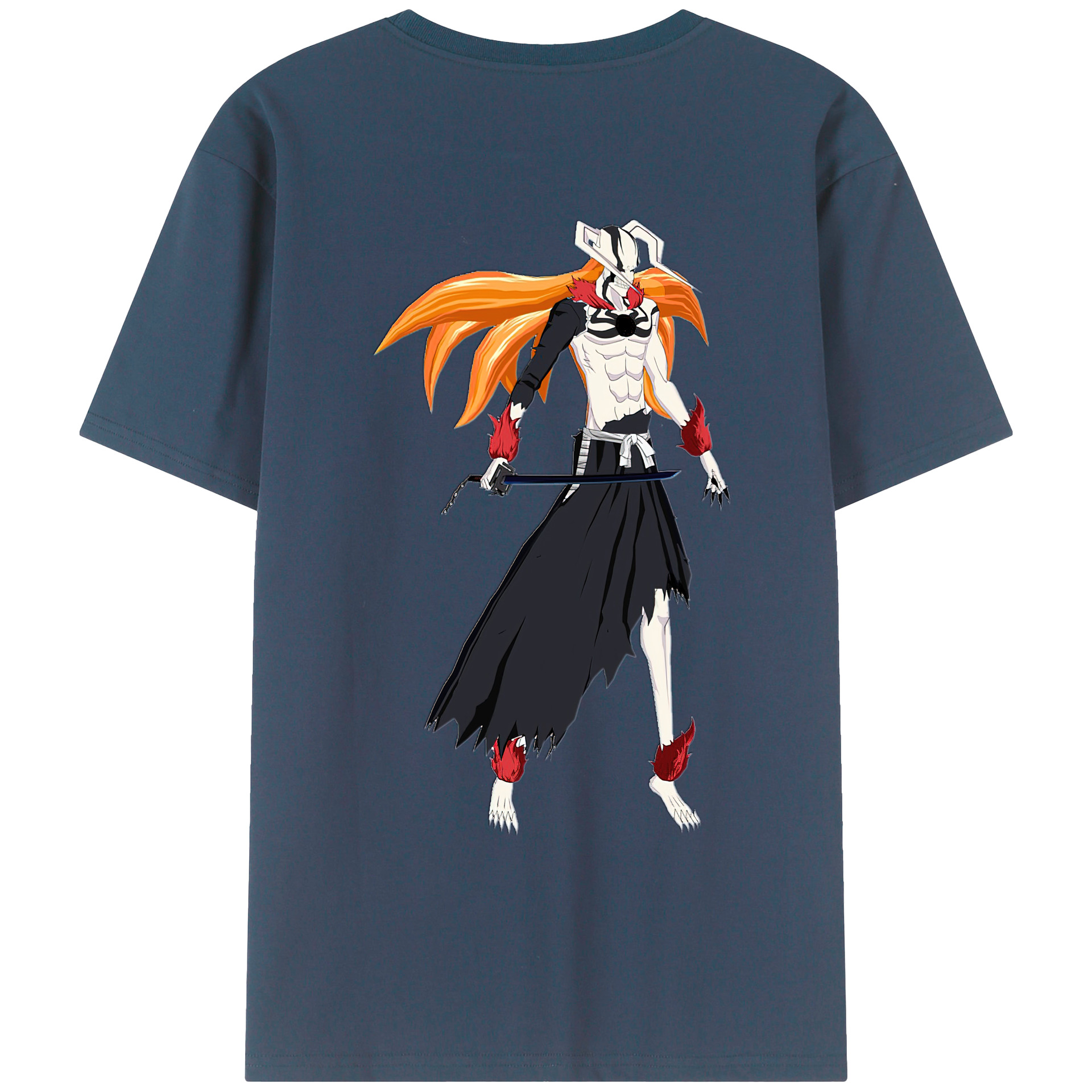 （画像用） ブリーチ 黒崎一護（くろさき いちご）BLEACH Kurosaki Ichigo 綿100％ メンズ半袖Tシャツ（バックプリント） 通気性