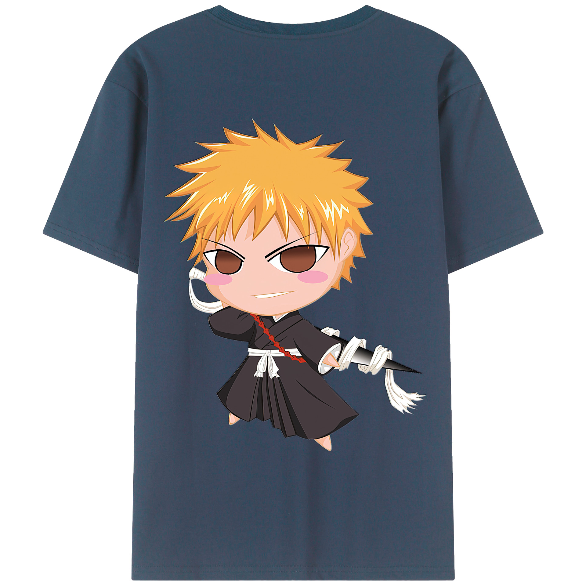 （画像用） ブリーチ 黒崎一護（くろさき いちご）BLEACH Kurosaki Ichigo 綿100％ メンズ半袖Tシャツ（バックプリント） 通気性