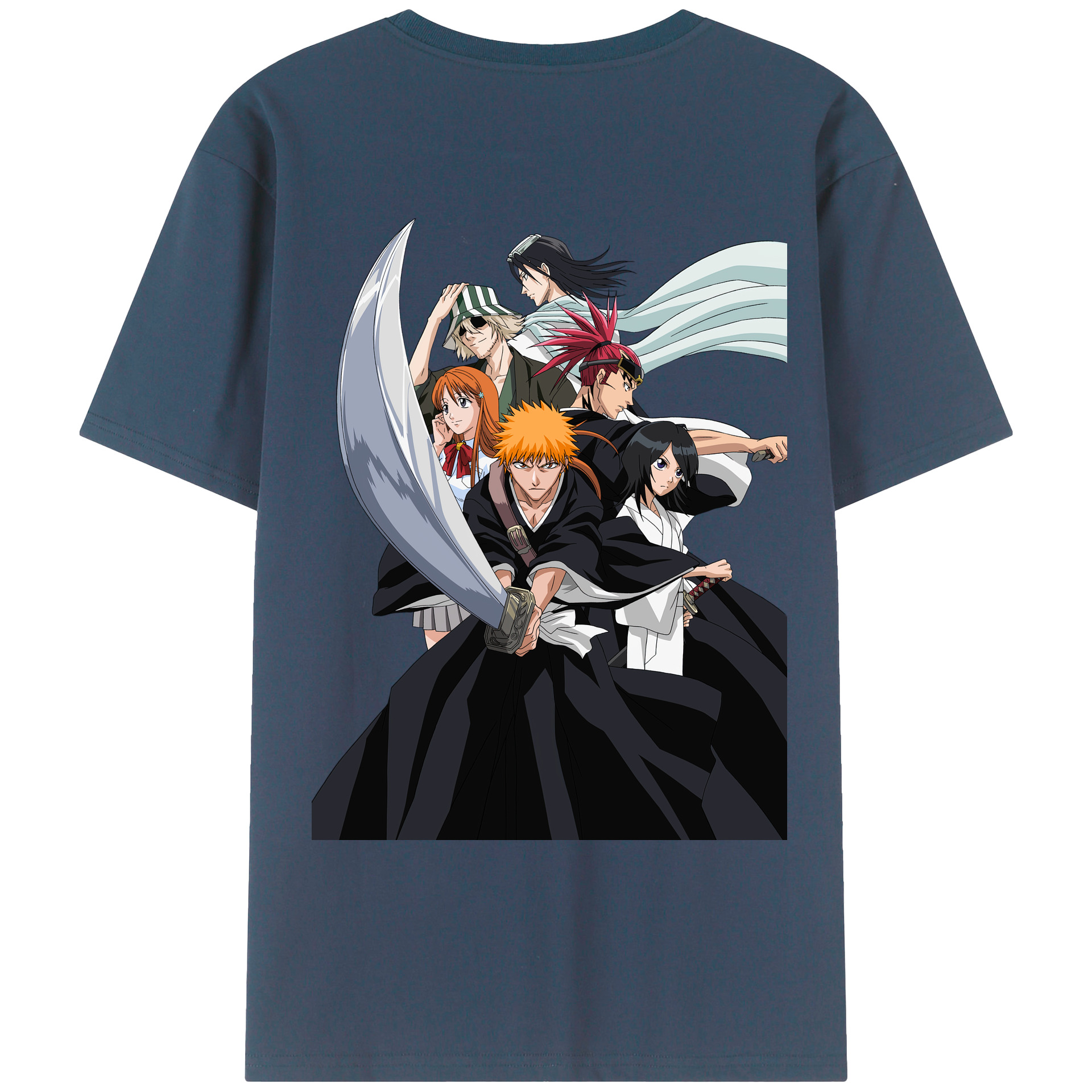 （画像用） ブリーチ 黒崎一護（くろさき いちご）BLEACH Kurosaki Ichigo 綿100％ メンズ半袖Tシャツ（バックプリント） 通気性