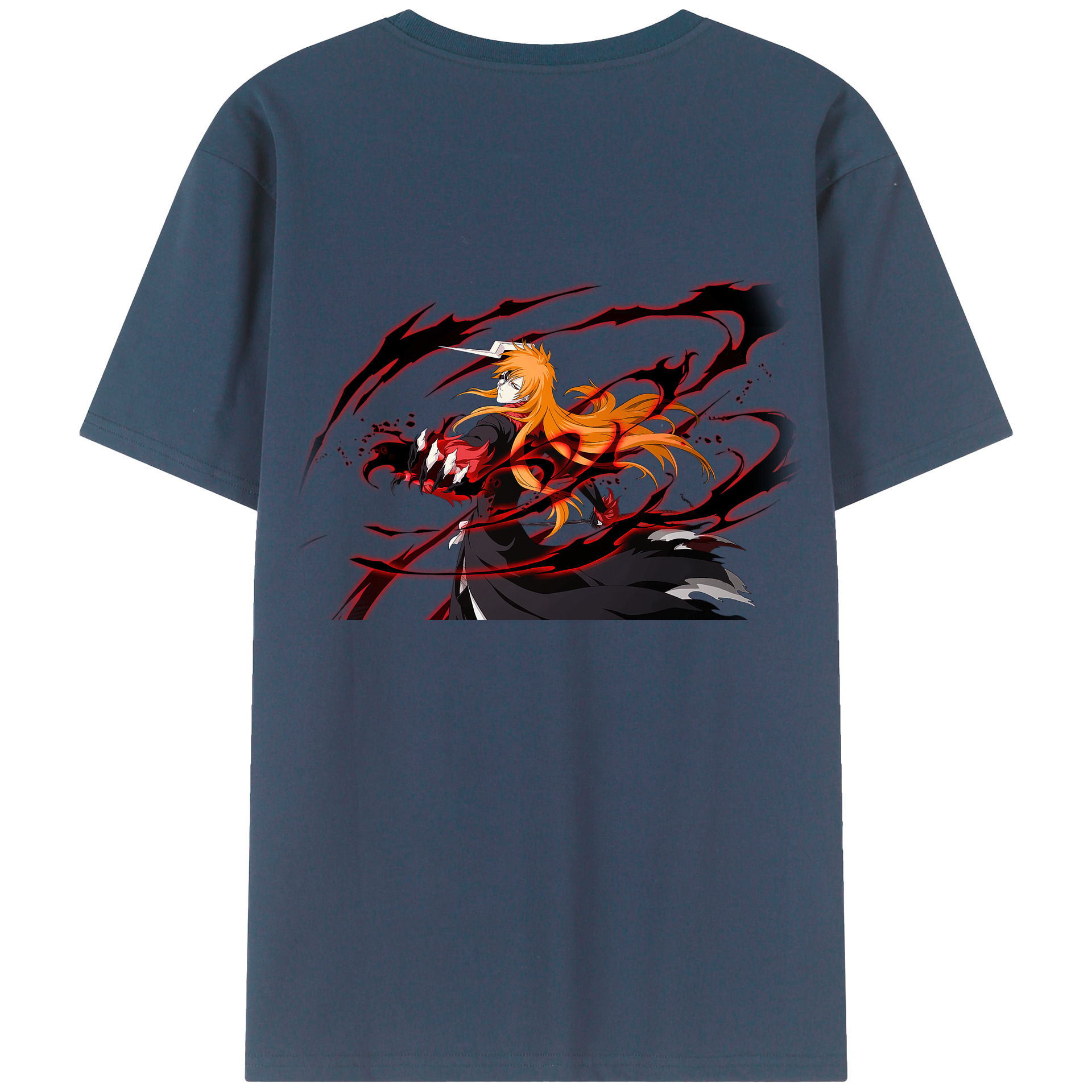（画像用） ブリーチ 黒崎一護（くろさき いちご）BLEACH Kurosaki Ichigo 綿100％ メンズ半袖Tシャツ（バックプリント） 通気性