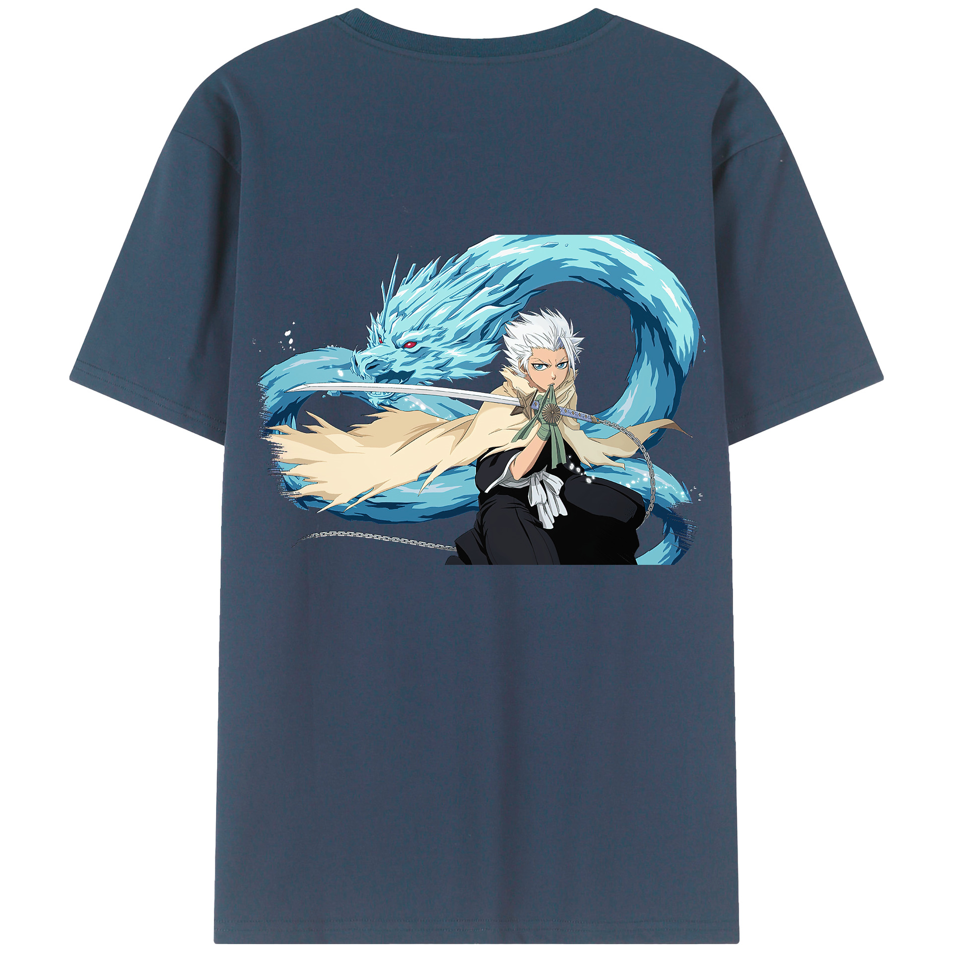 （画像用） ブリーチ 日番谷冬獅郎（ひつがや とうしろう） BLEACH Hitsugaya Toushirou 綿100％ メンズ半袖Tシャツ（バックプリント） 通気性