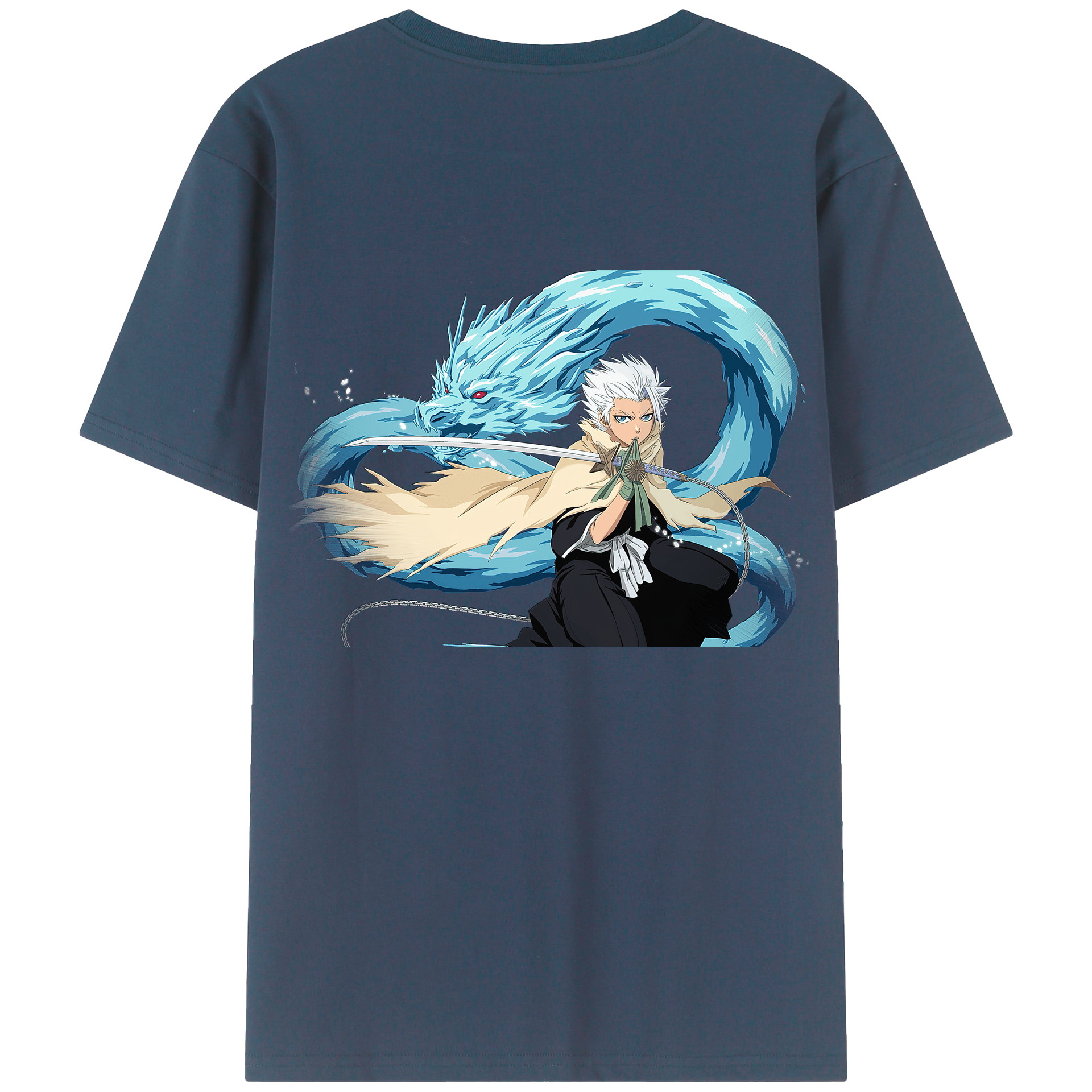 （画像用） ブリーチ 日番谷冬獅郎（ひつがや とうしろう） BLEACH Hitsugaya Toushirou 綿100％ メンズ半袖Tシャツ（バックプリント） 通気性