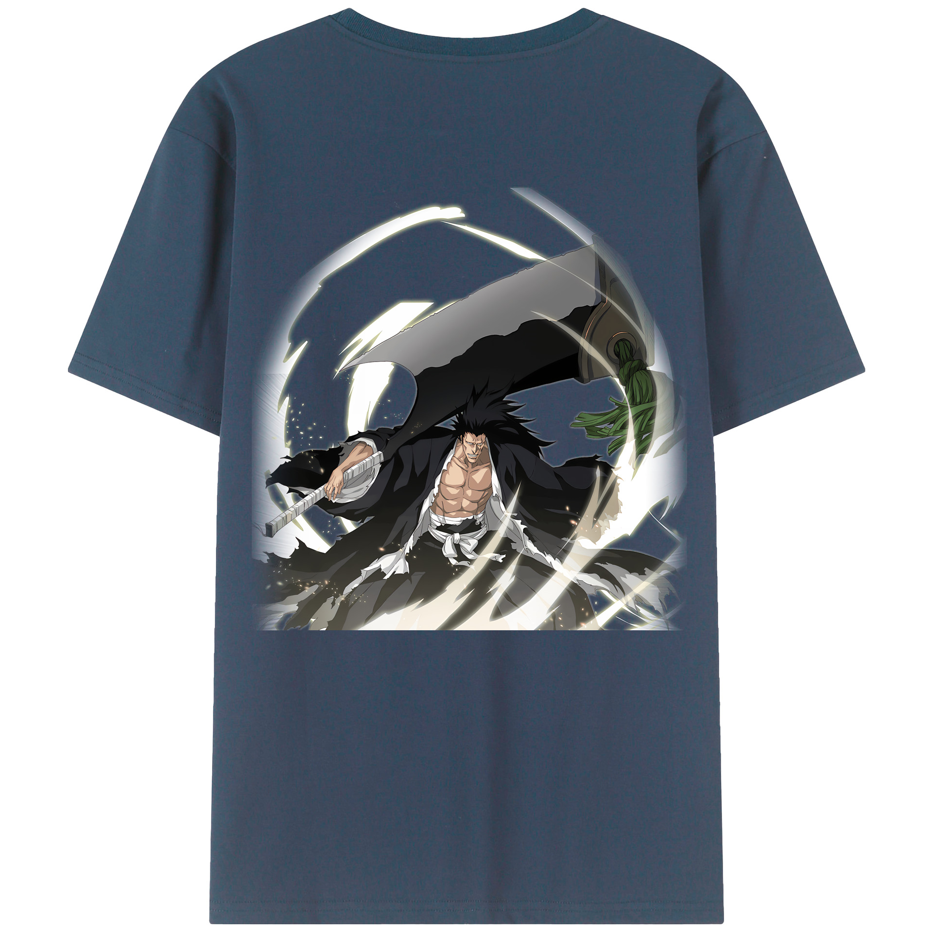 （画像用） ブリーチ ざらき けんぱち BLEACH Zaraki Kenpachi 綿100％ メンズ半袖Tシャツ（バックプリント） 通気性