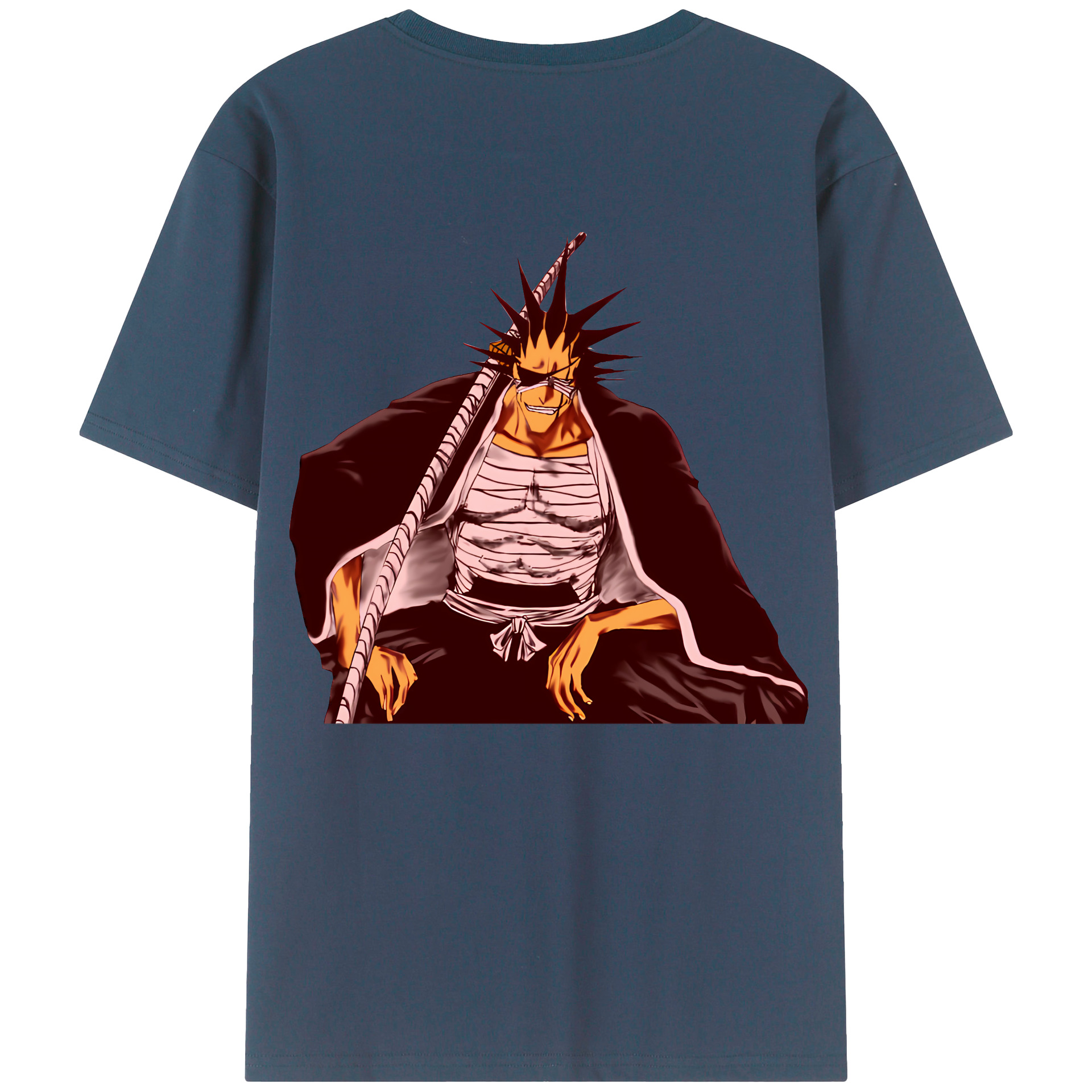 （画像用） ブリーチ ざらき けんぱち BLEACH Zaraki Kenpachi 綿100％ メンズ半袖Tシャツ（バックプリント） 通気性