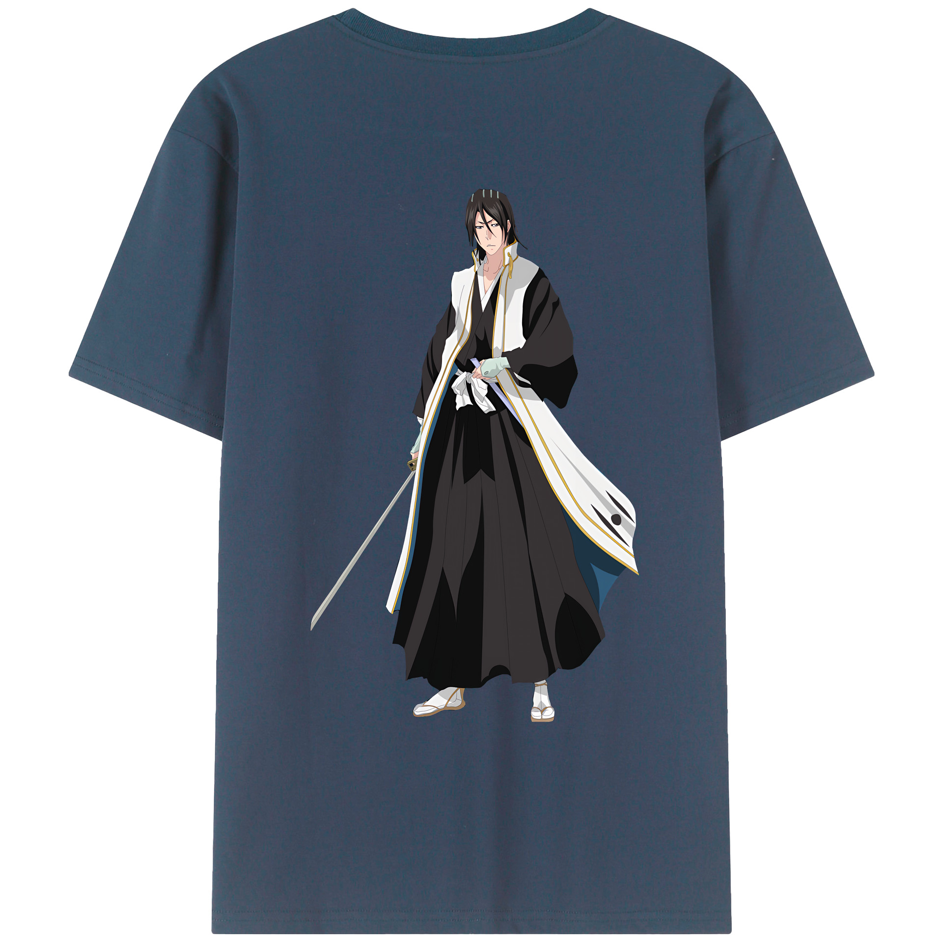 （画像用） ブリーチ くちき びゃくや BLEACH Kuchiki Byakuya 綿100％ メンズ半袖Tシャツ（バックプリント） 通気性