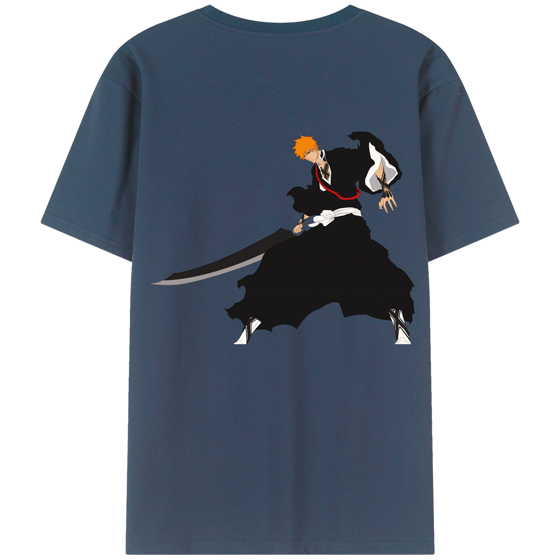 （画像用） ブリーチ 黒崎一護（くろさき いちご）BLEACH Kurosaki Ichigo 綿100％ メンズ半袖Tシャツ（バックプリント） 通気性