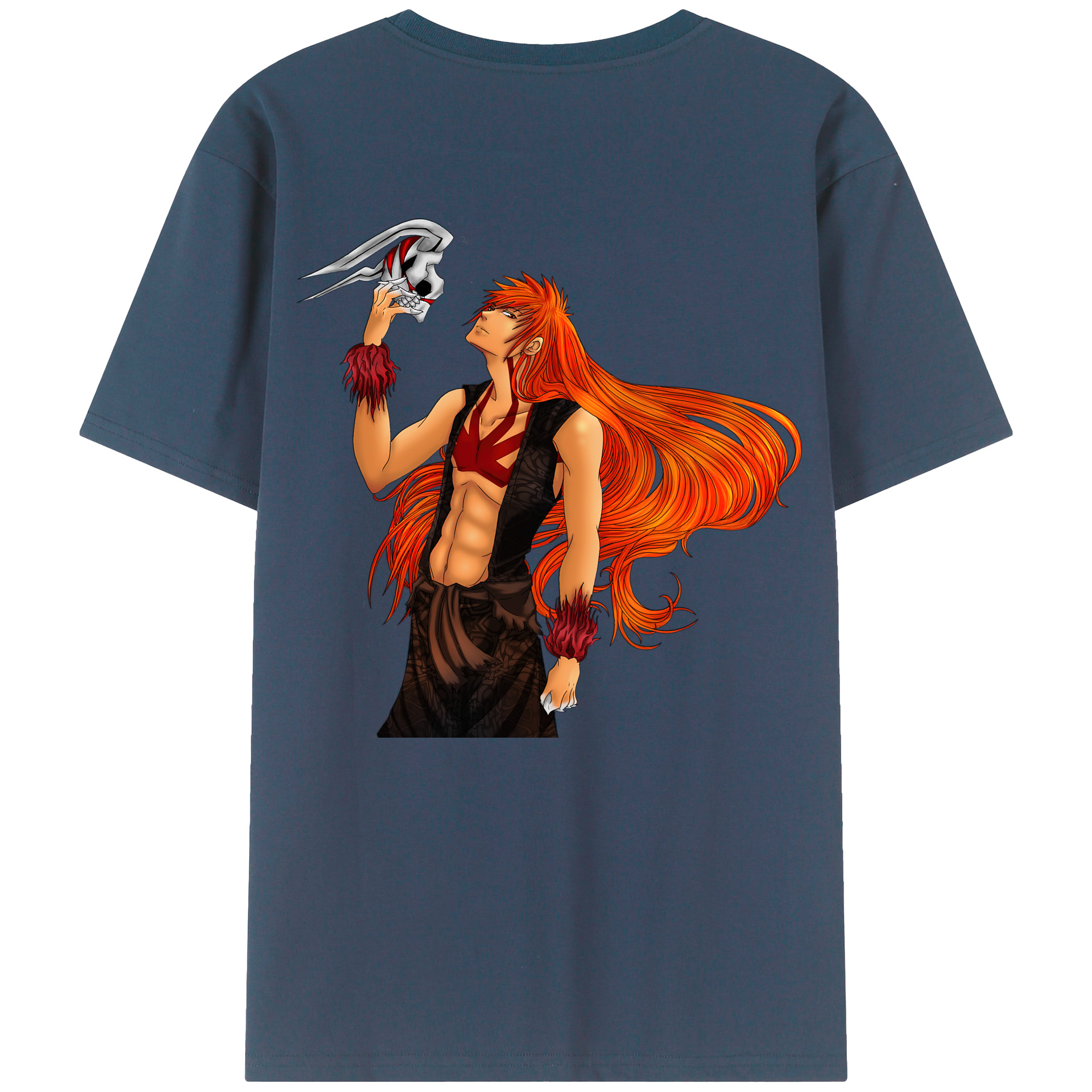 （画像用） ブリーチ 黒崎一護（くろさき いちご）BLEACH Kurosaki Ichigo 綿100％ メンズ半袖Tシャツ（バックプリント） 通気性