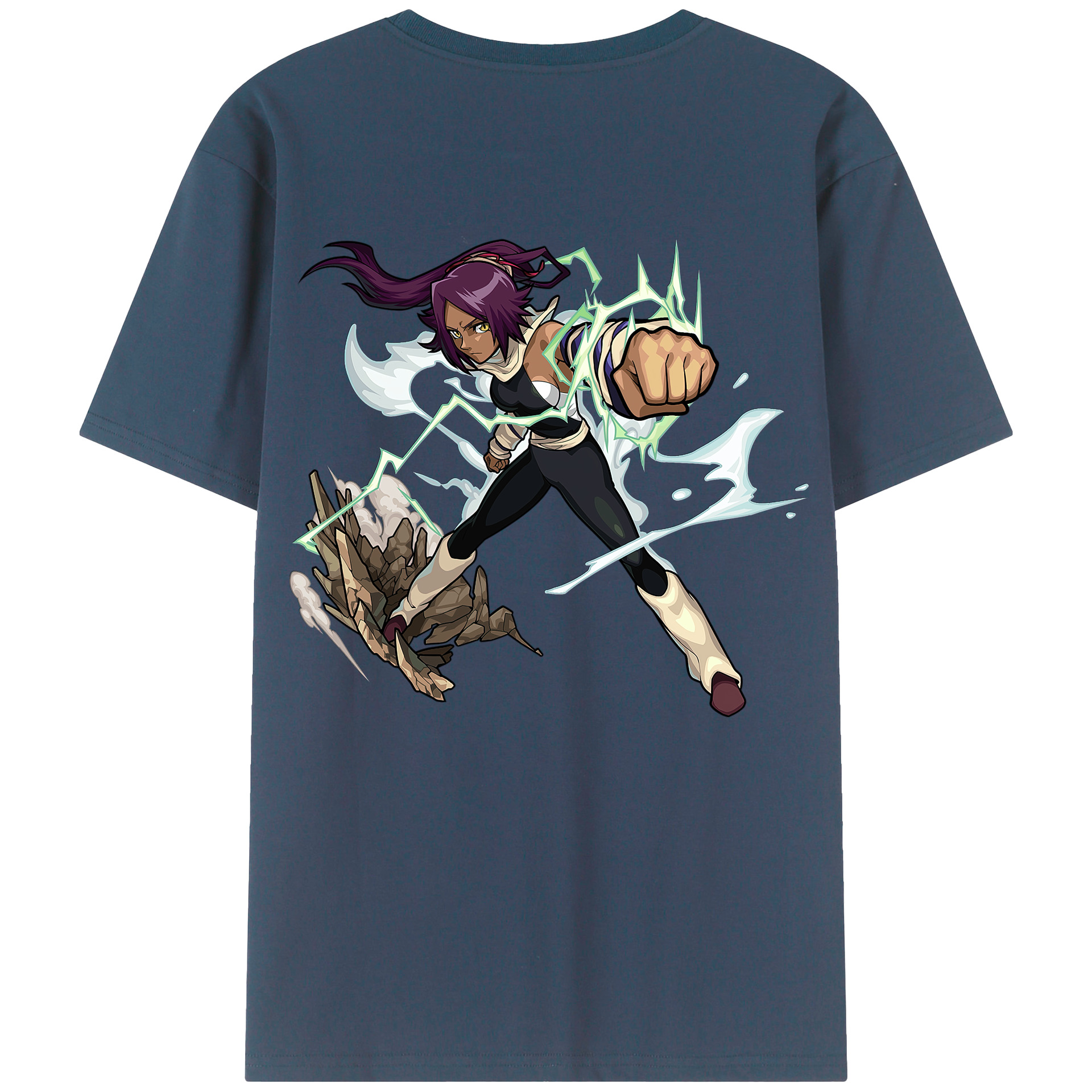 （画像用） ブリーチ 四楓院 夜一（しほういん よるいち） BLEACH Shihouin Yoruichi 綿100％ メンズ半袖Tシャツ（バックプリント） 通気性