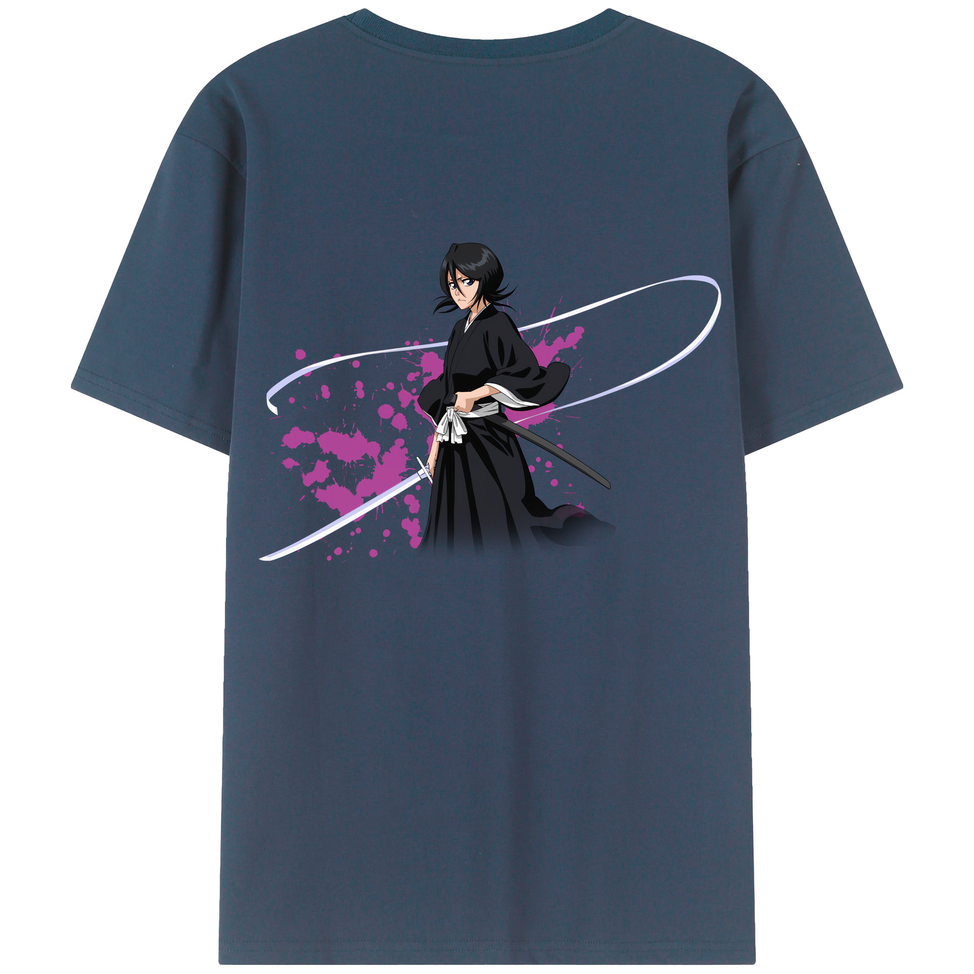 （画像用） ブリーチ 朽木ルキア BLEACH Kuchiki Rukia 綿100％ メンズ半袖Tシャツ（バックプリント） 通気性